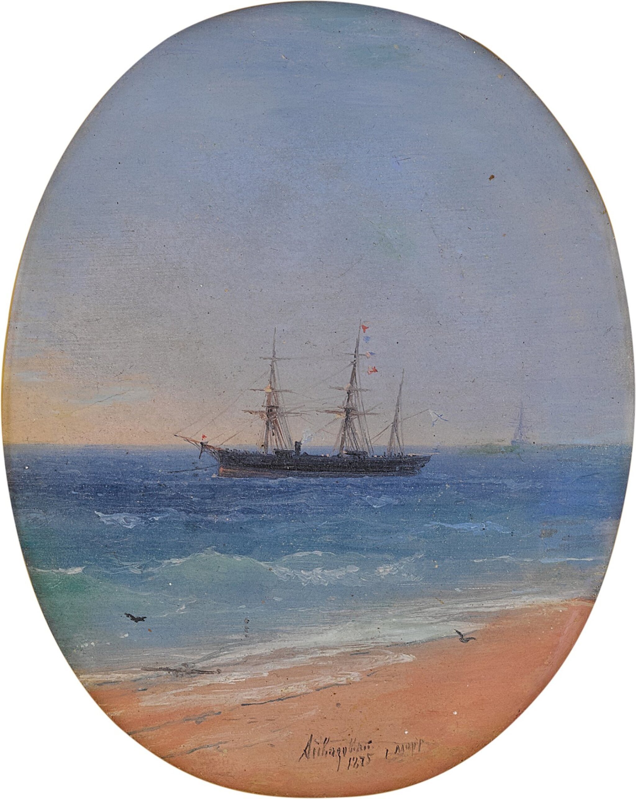 Un navire de la marine russe au large des côtes - Ivan Aïvazovski