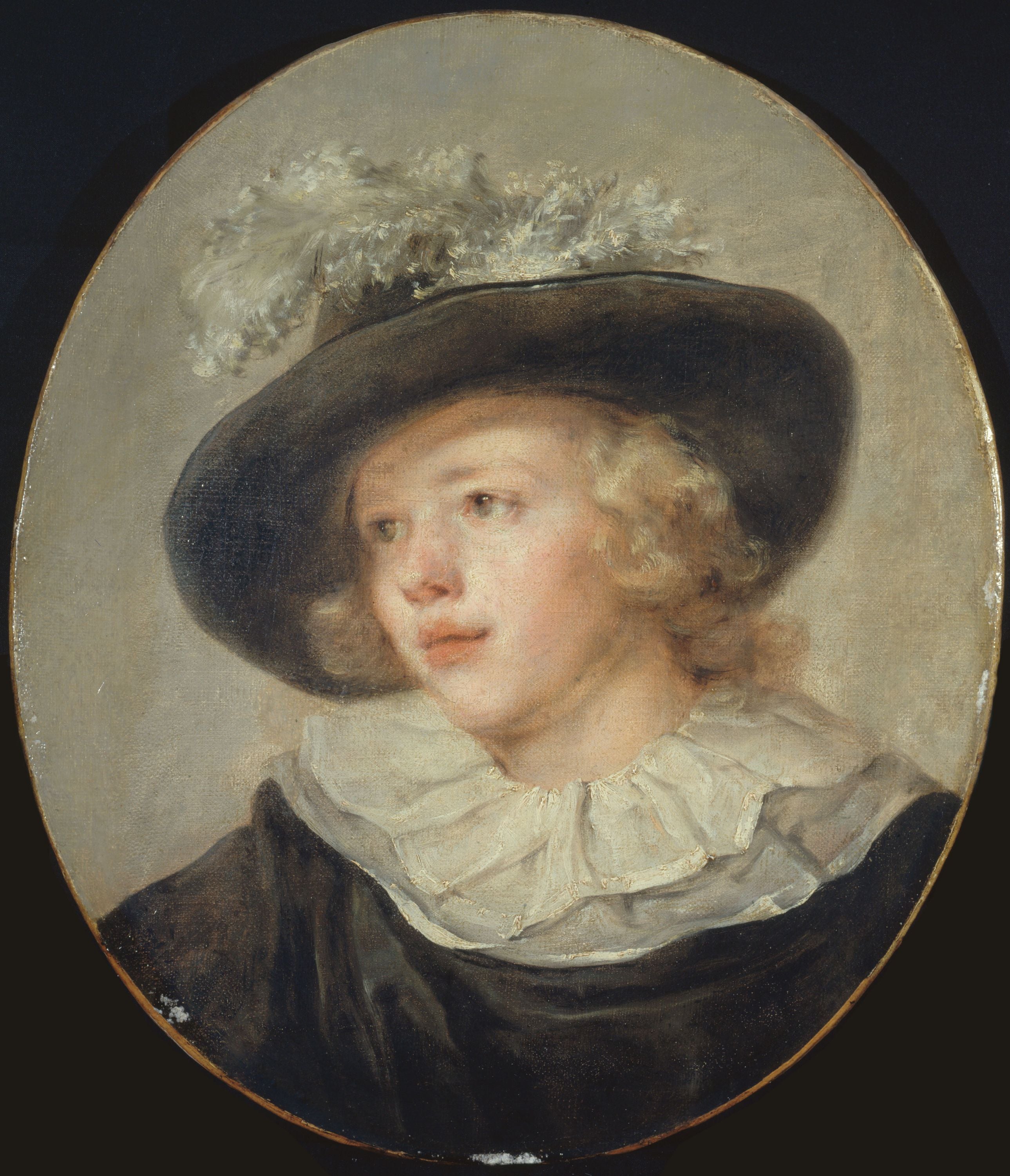 Portrait de jeune garçon avec un chapeau à plumes - Jean-Honoré Fragonard