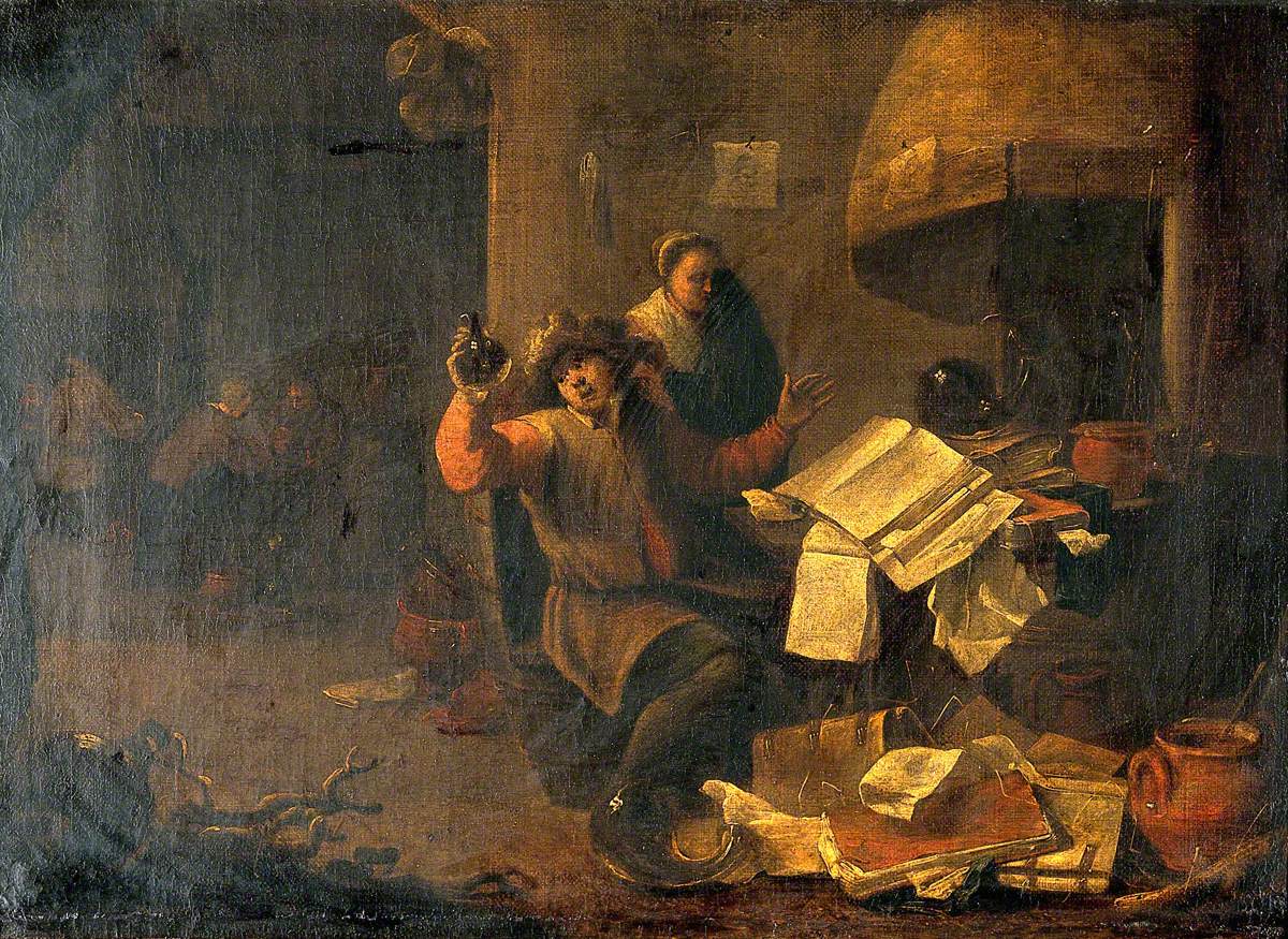 Un médecin-alchimiste examinant une fiole d'urine - David Teniers le Jeune