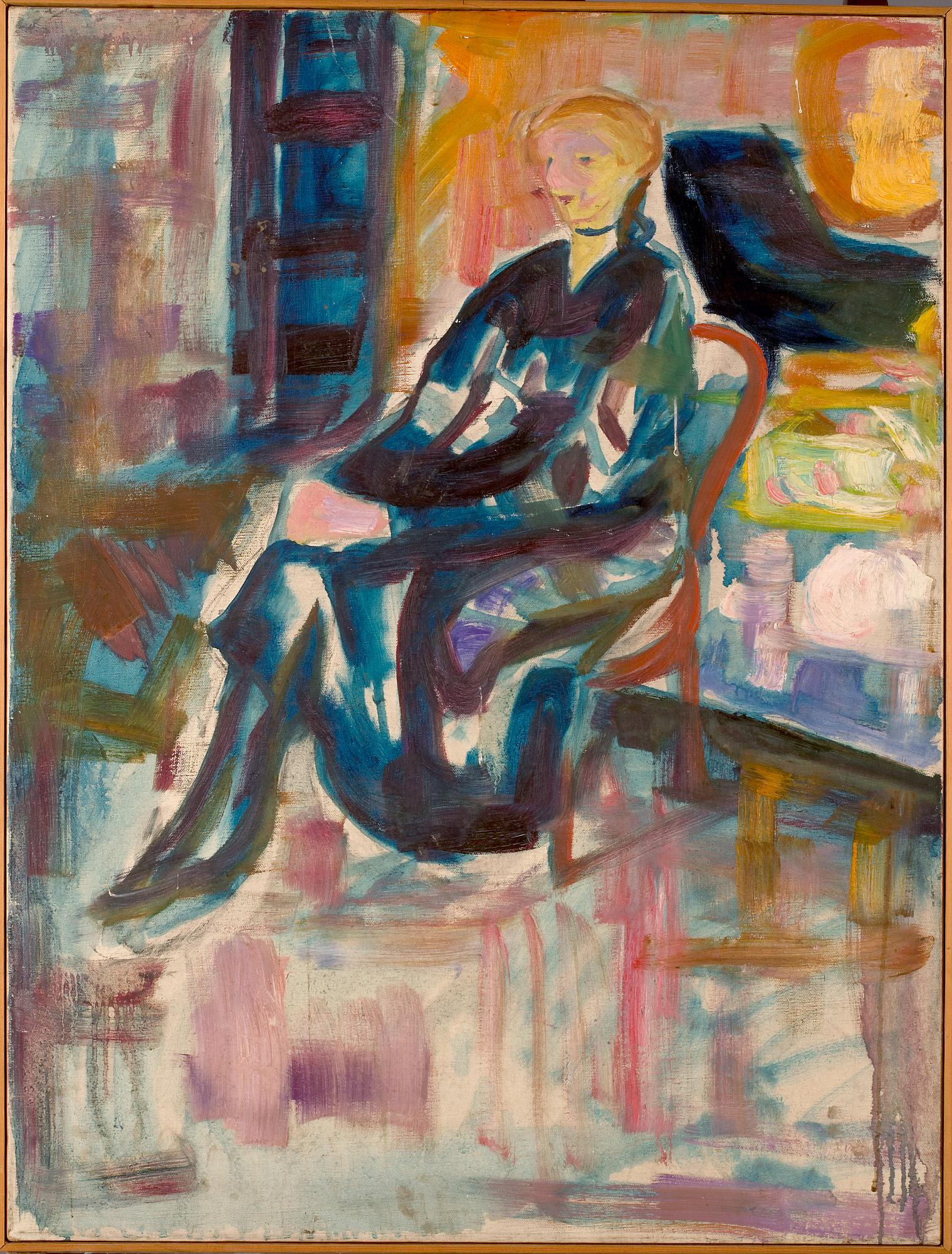 Reproduction du tableau « Jeune Femme assise - Edvard Munch » par Alpha Reproduction en peinture à l’huile