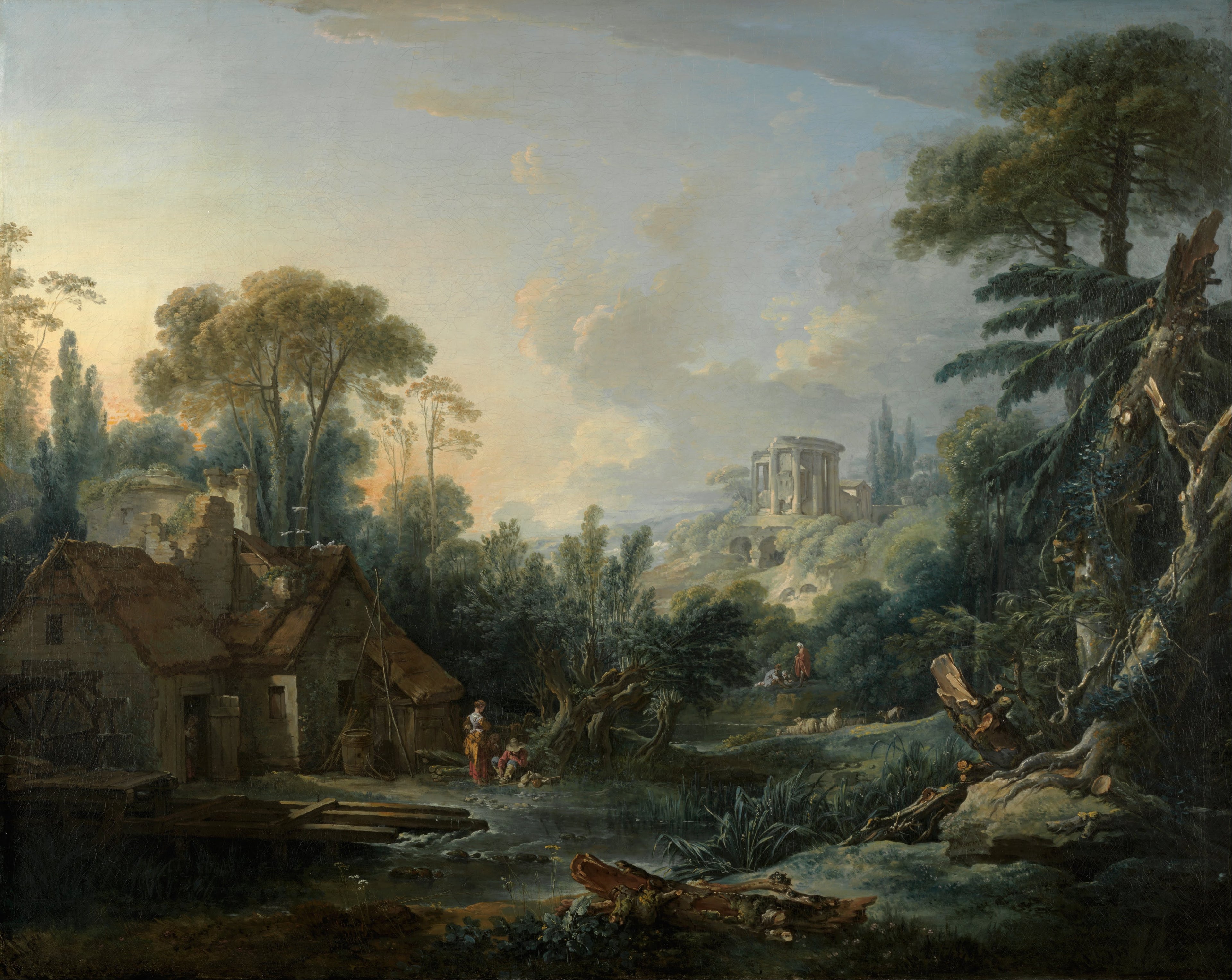 Paysage avec un moulin à eau - François Boucher