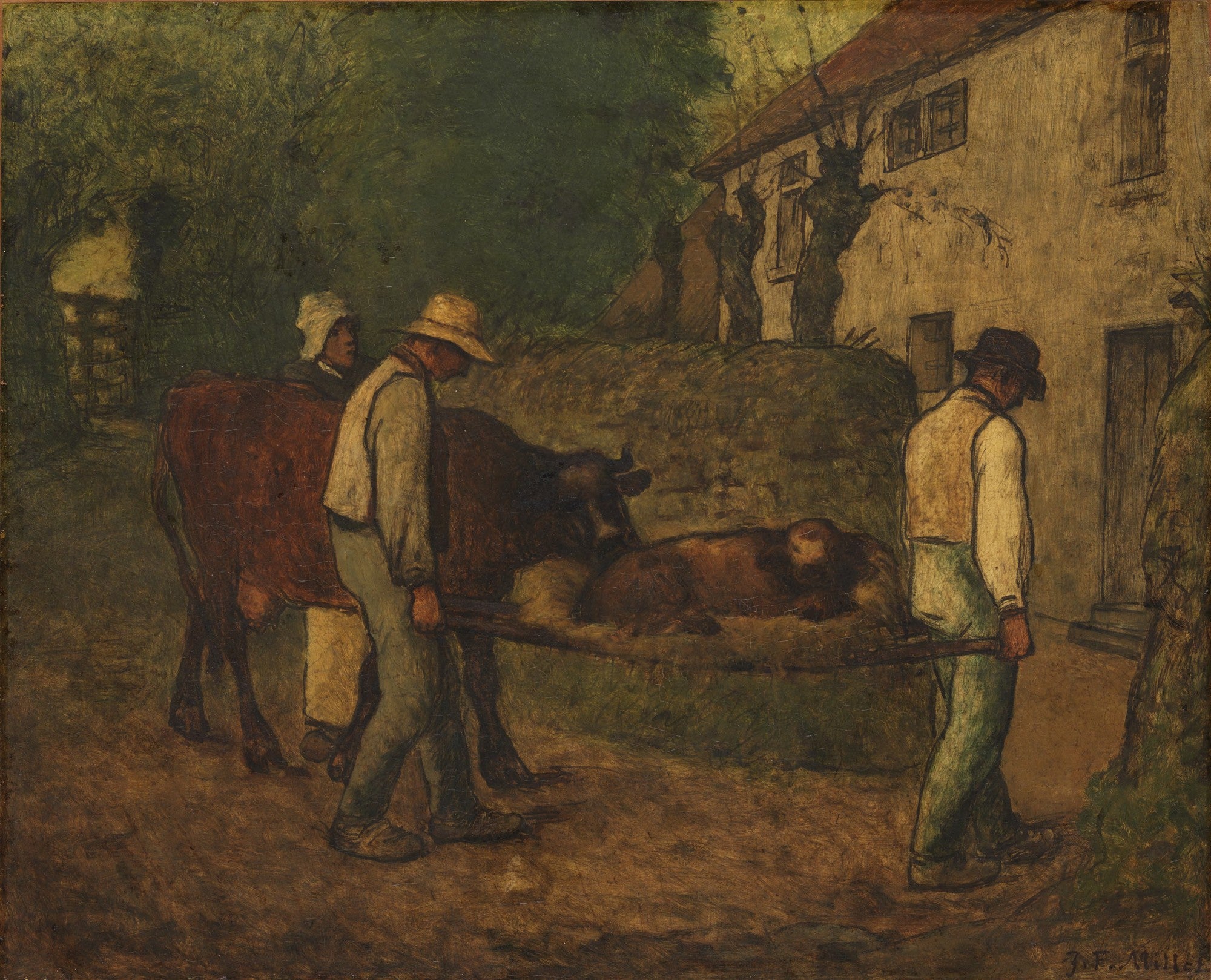Apport à la maison le veau né dans les champs - Jean-François Millet