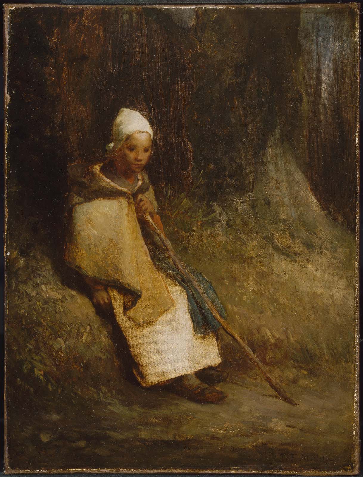 Bergère assise à la lisière de la forêt - Jean-François Millet
