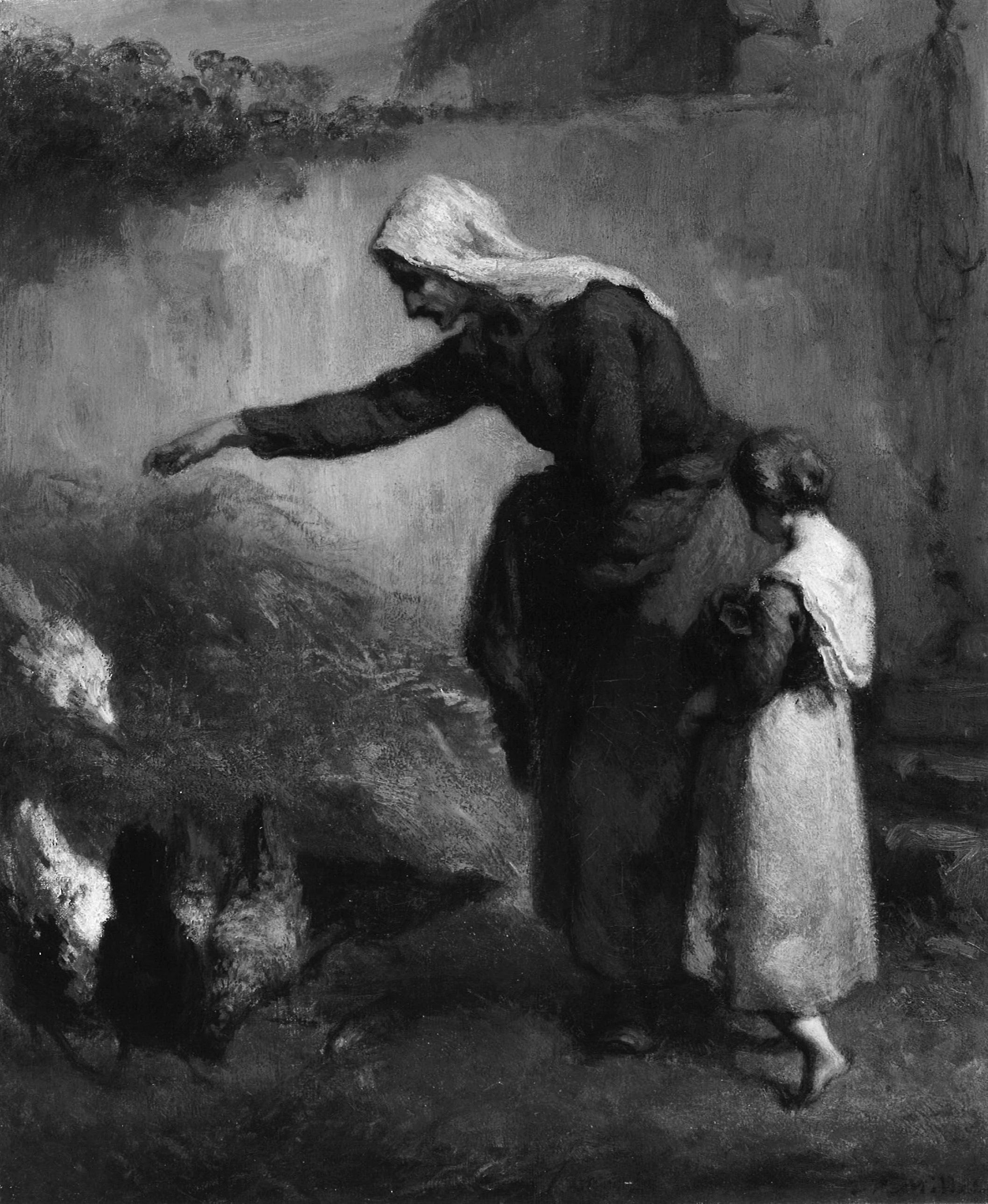 Femme nourrissant des poulets - Jean-François Millet