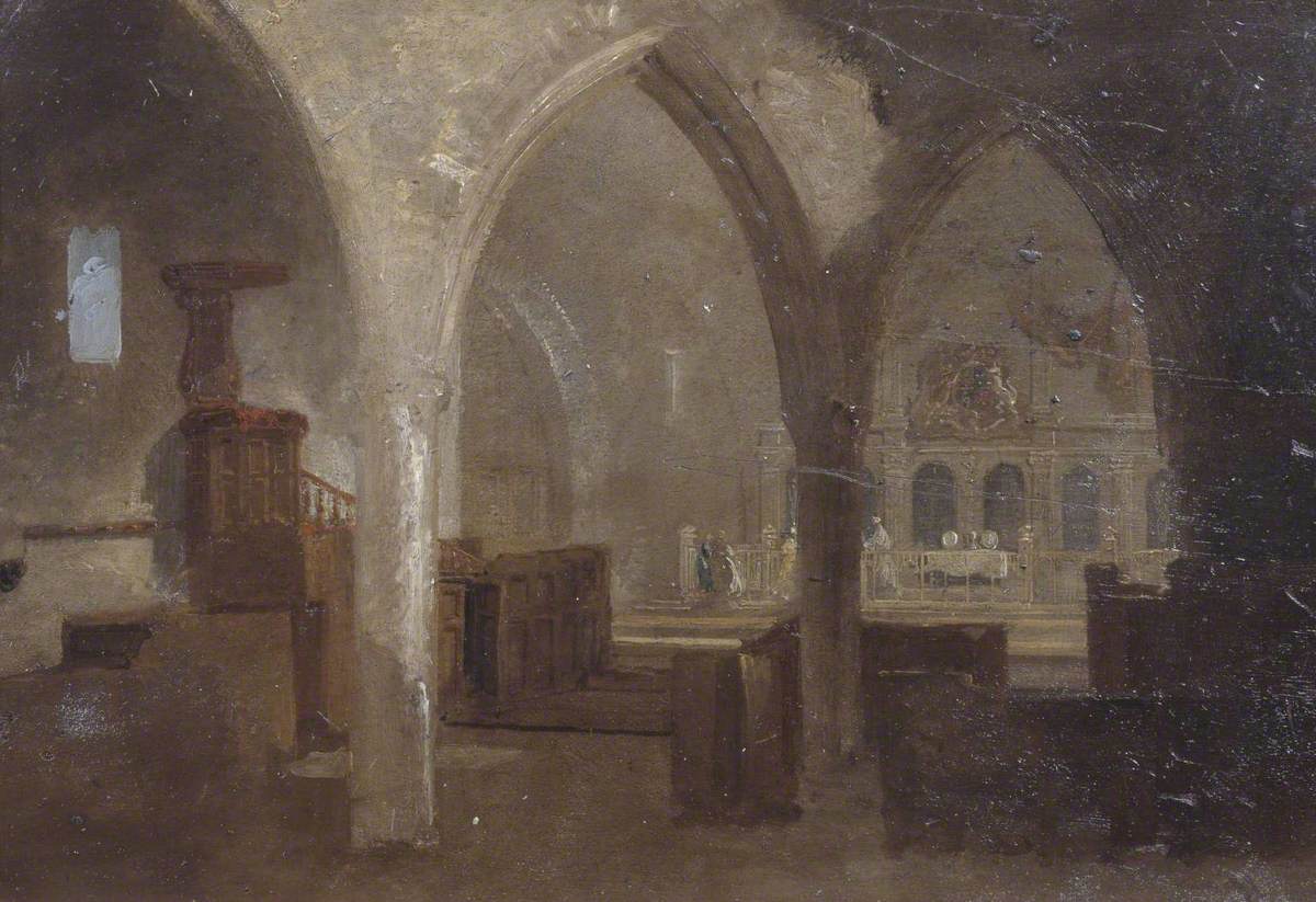 Reproduction du tableau « Interior of a Gothic Church - J. M. W. Turner » par Alpha Reproduction en peinture à l’huile