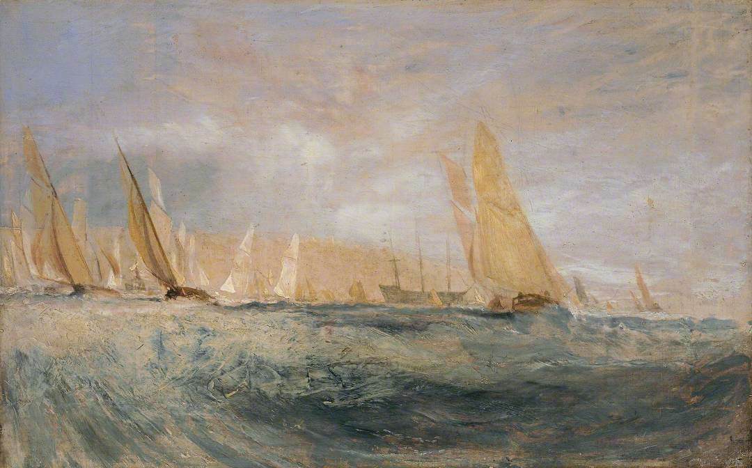 Reproduction du tableau « Sketch for ‘East Cowes Castle, the Regatta Beating to Windward’ No. 3 - J. M. W. Turner » par Alpha Reproduction en peinture à l’huile