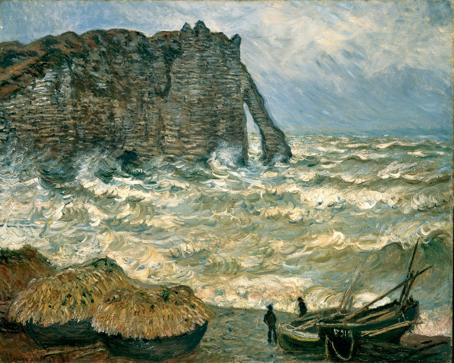 🎨 Les Falaises d’Étretat par mer agitée – Claude Monet, 1883