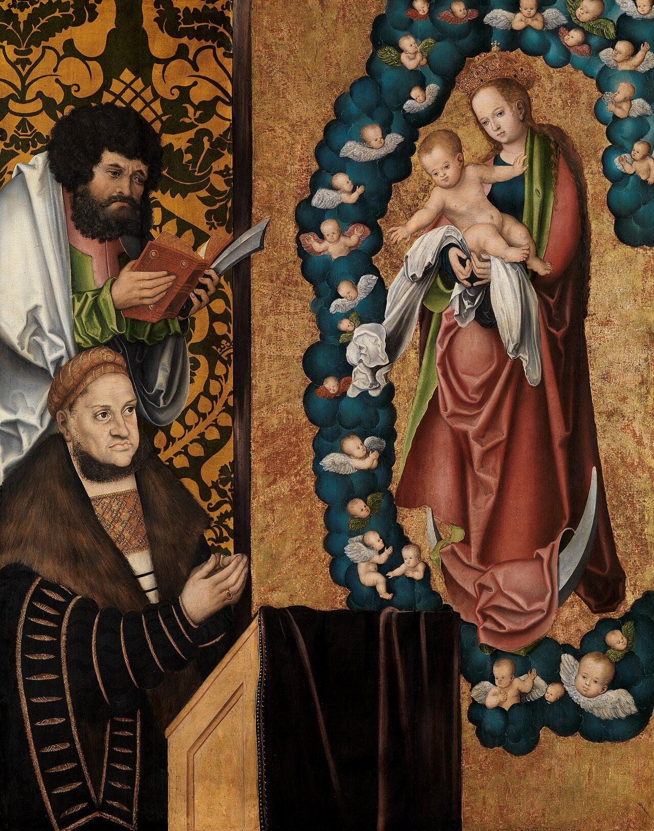 Frédéric le Sage en vénération de la Mère de Dieu apocalyptique - Lucas Cranach the Elder