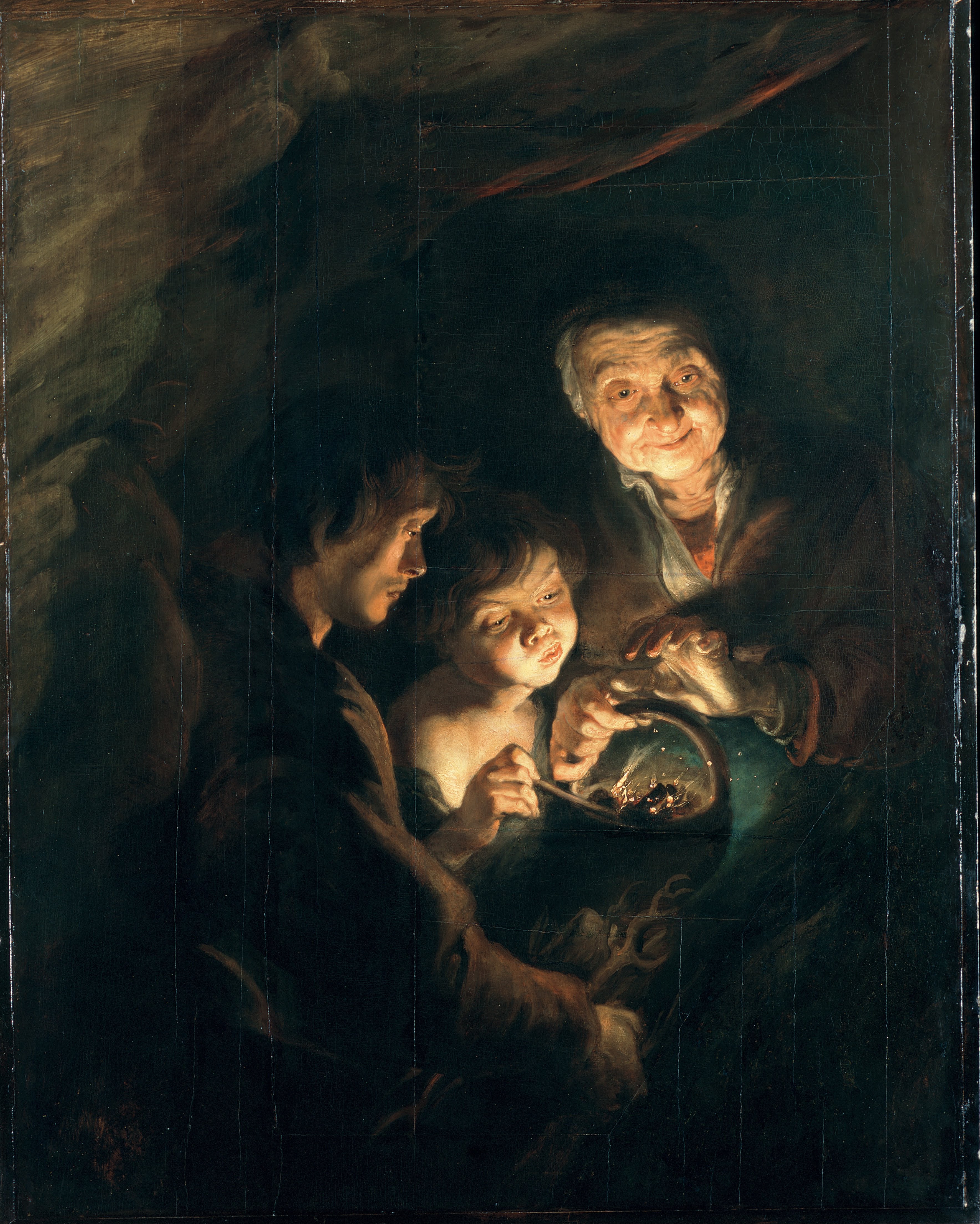 Vieille femme avec un panier de charbon - Peter Paul Rubens