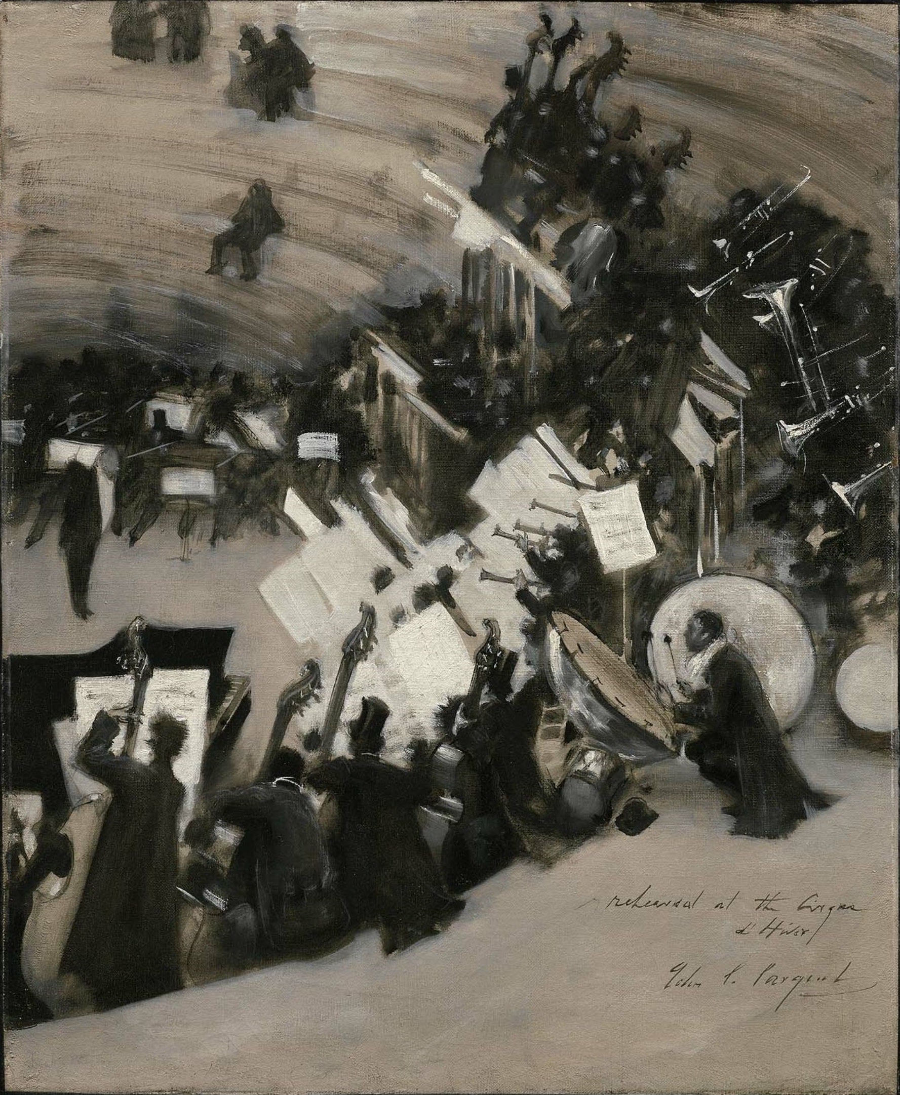 Reproduction du tableau « Répétition de l'orchestre Pasdeloup au Cirque d'Hiver - John Singer Sargent » par Alpha Reproduction en peinture à l’huile