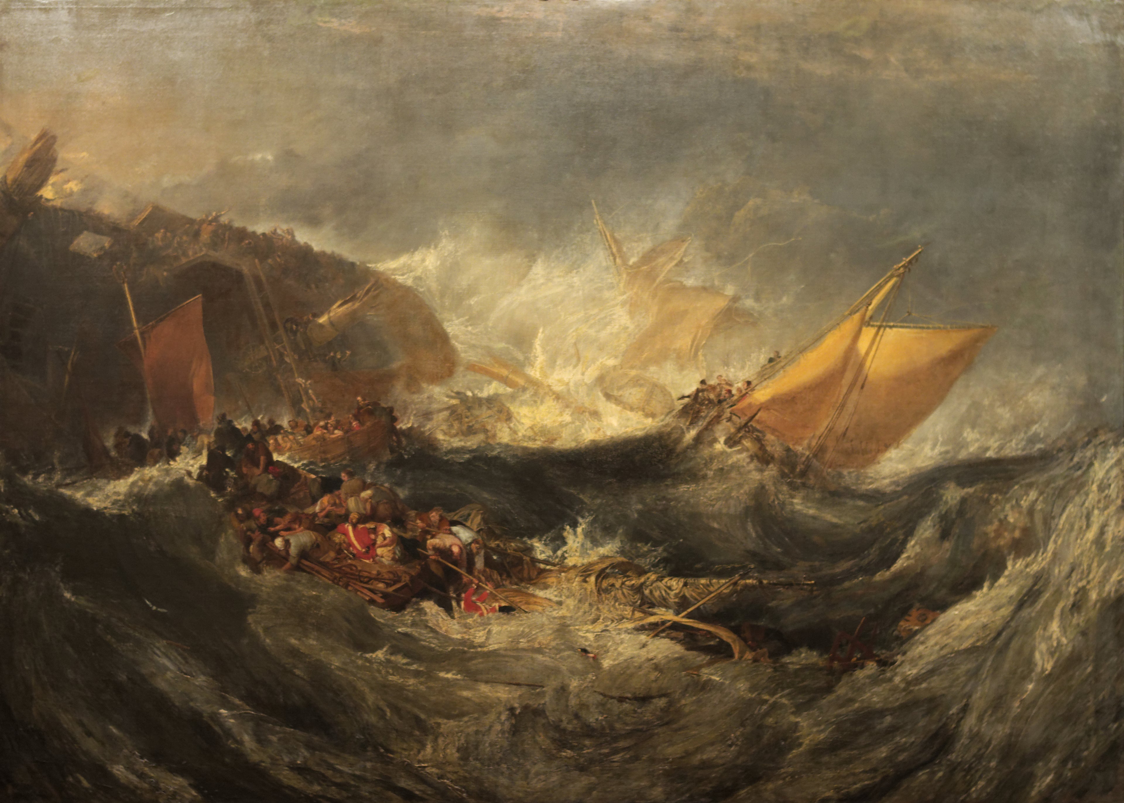 Reproduction du tableau « Naufrage d'un cargo - J. M. W. Turner » par Alpha Reproduction en peinture à l’huile