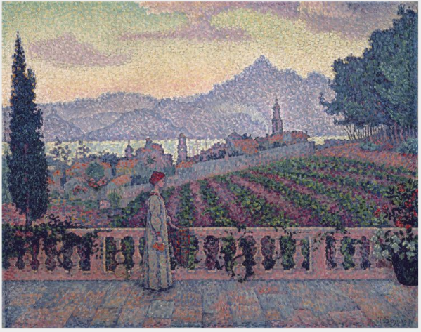 Reproduction du tableau « La Terrasse, Saint-Tropez - Paul Signac » par Alpha Reproduction en peinture à l’huile