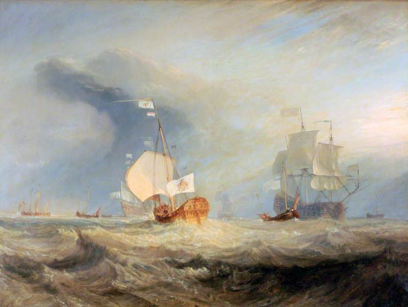 Reproduction du tableau « Van Tromp's Barge Entering the Texel, 1645 - J. M. W. Turner » par Alpha Reproduction en peinture à l’huile