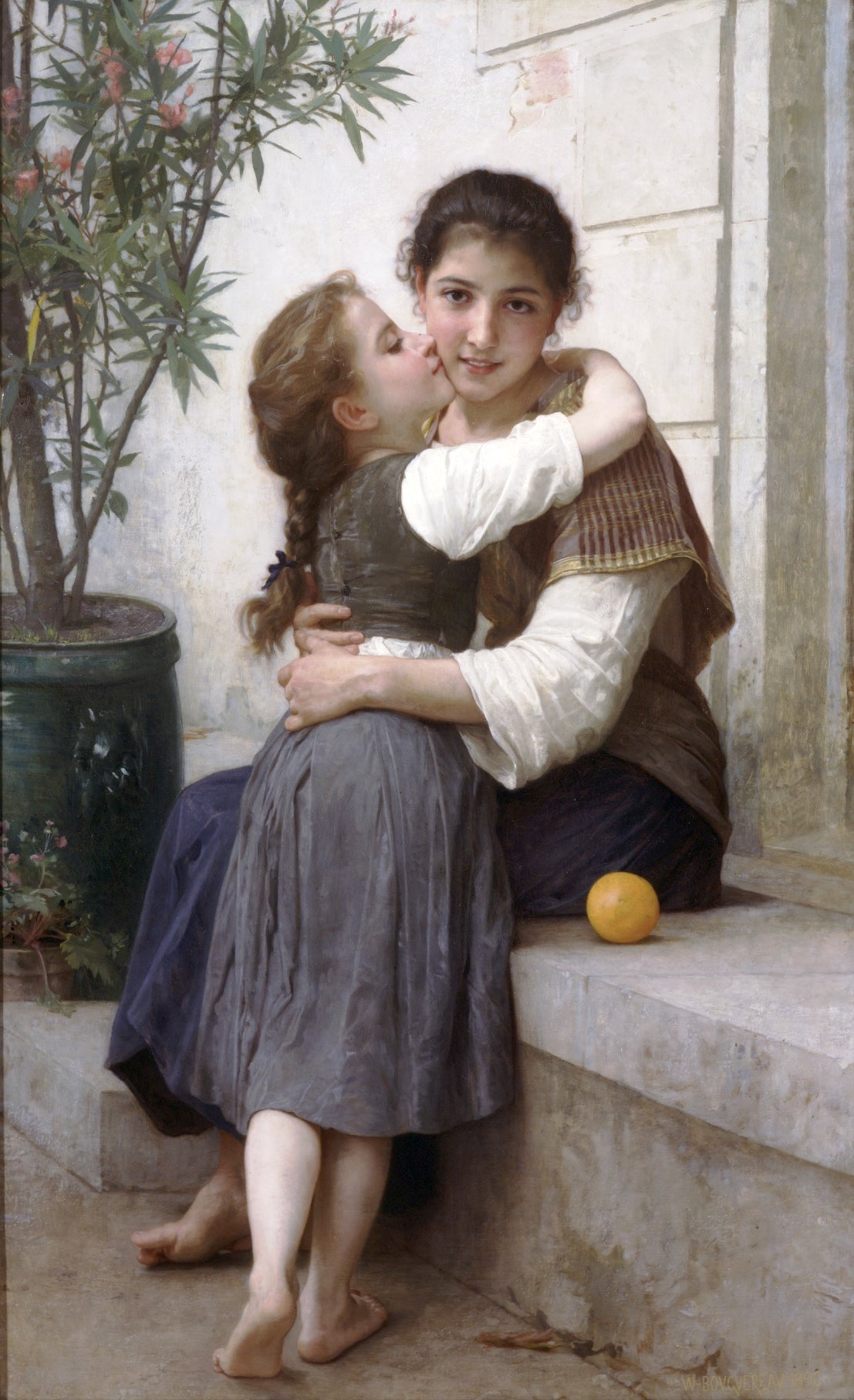 Reproduction du tableau « Câlinerie - Bouguereau » par Alpha Reproduction en peinture à l’huile