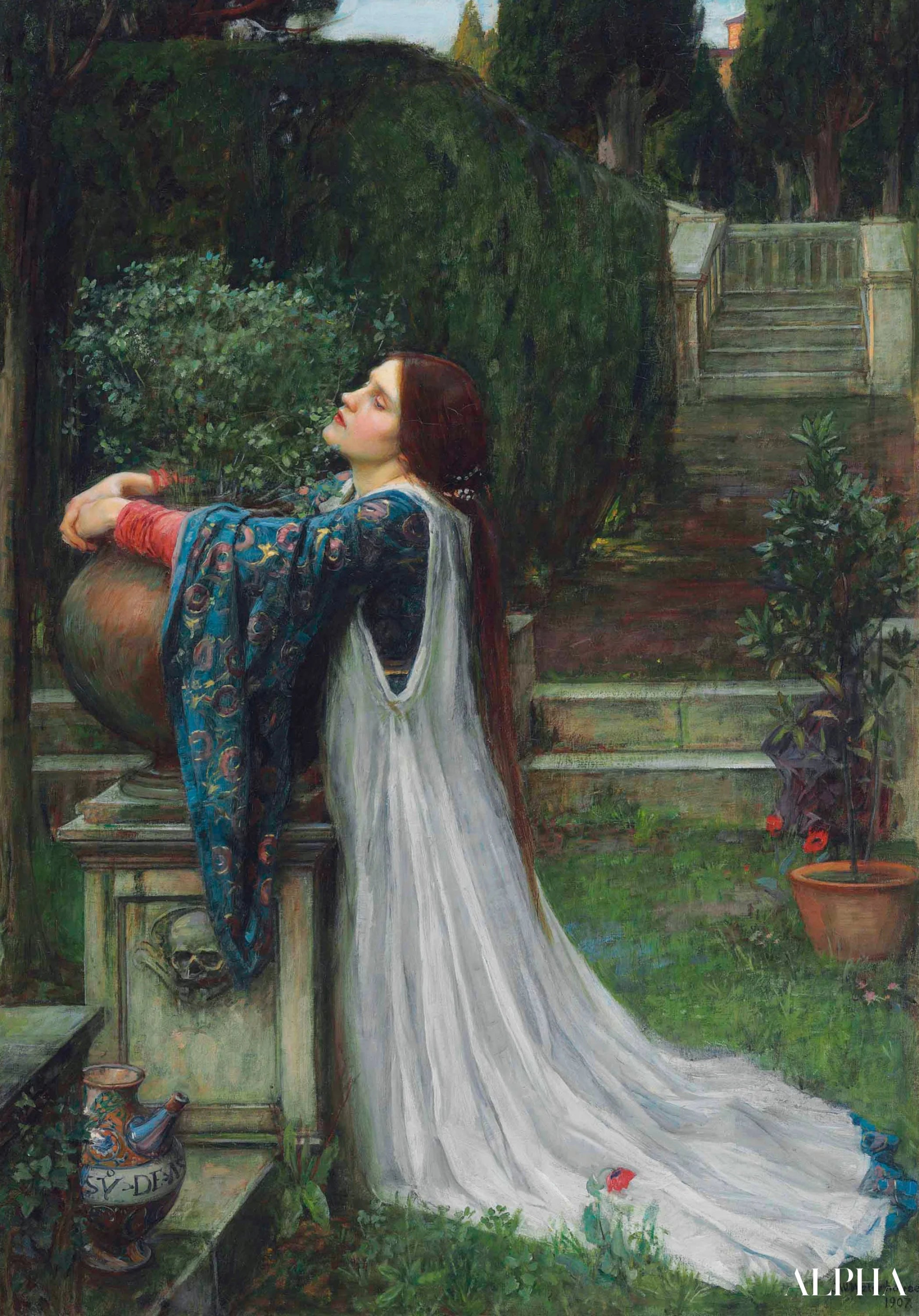 Reproduction du tableau « Isabelle et le pot de basilic - John William Waterhouse » par Alpha Reproduction en peinture à l’huile