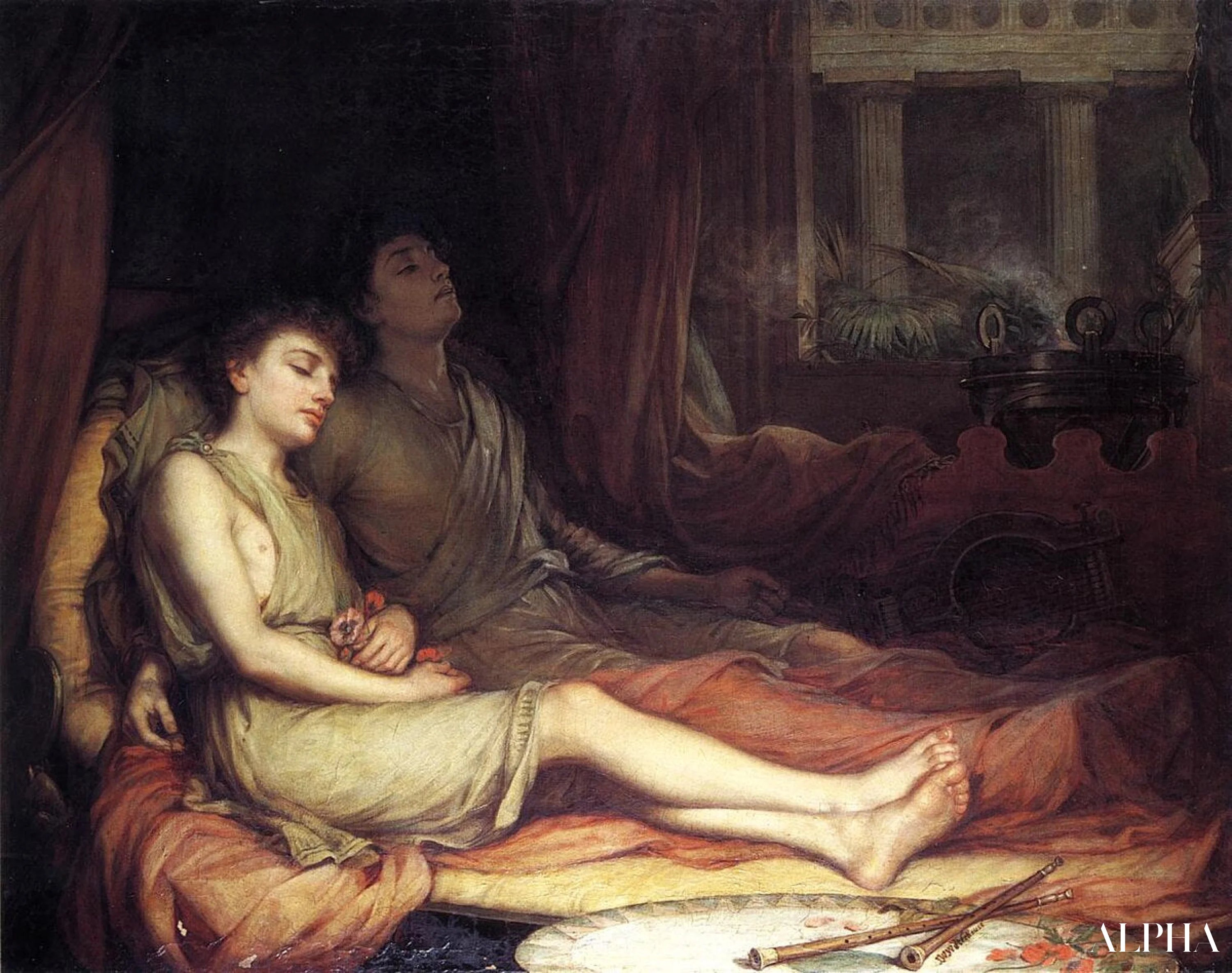 Reproduction du tableau « Le sommeil et la mort de son demi-frère - John William Waterhouse » par Alpha Reproduction en peinture à l’huile