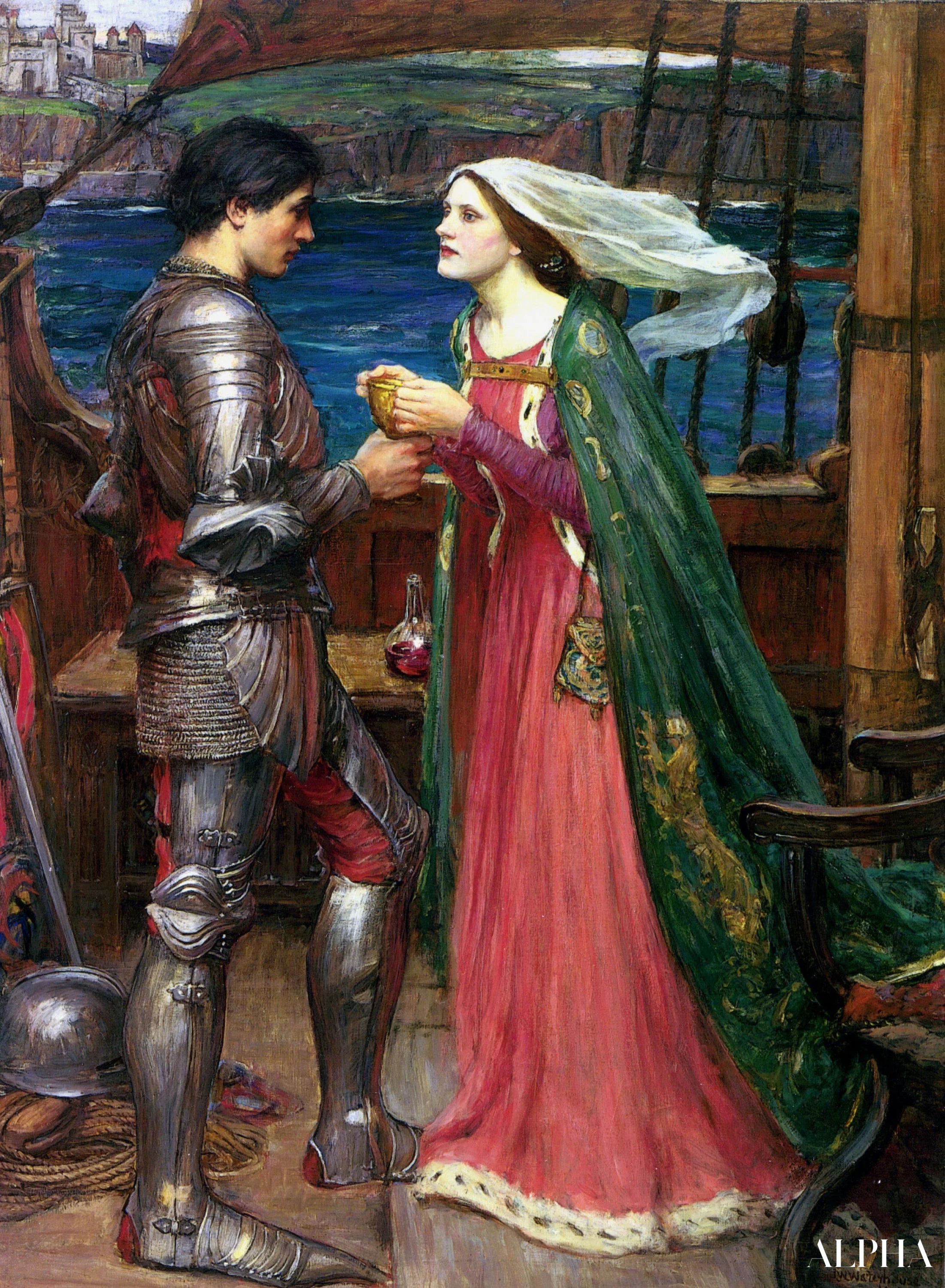Reproduction du tableau « Tristan et Isolde avec la potion - John William Waterhouse » par Alpha Reproduction en peinture à l’huile