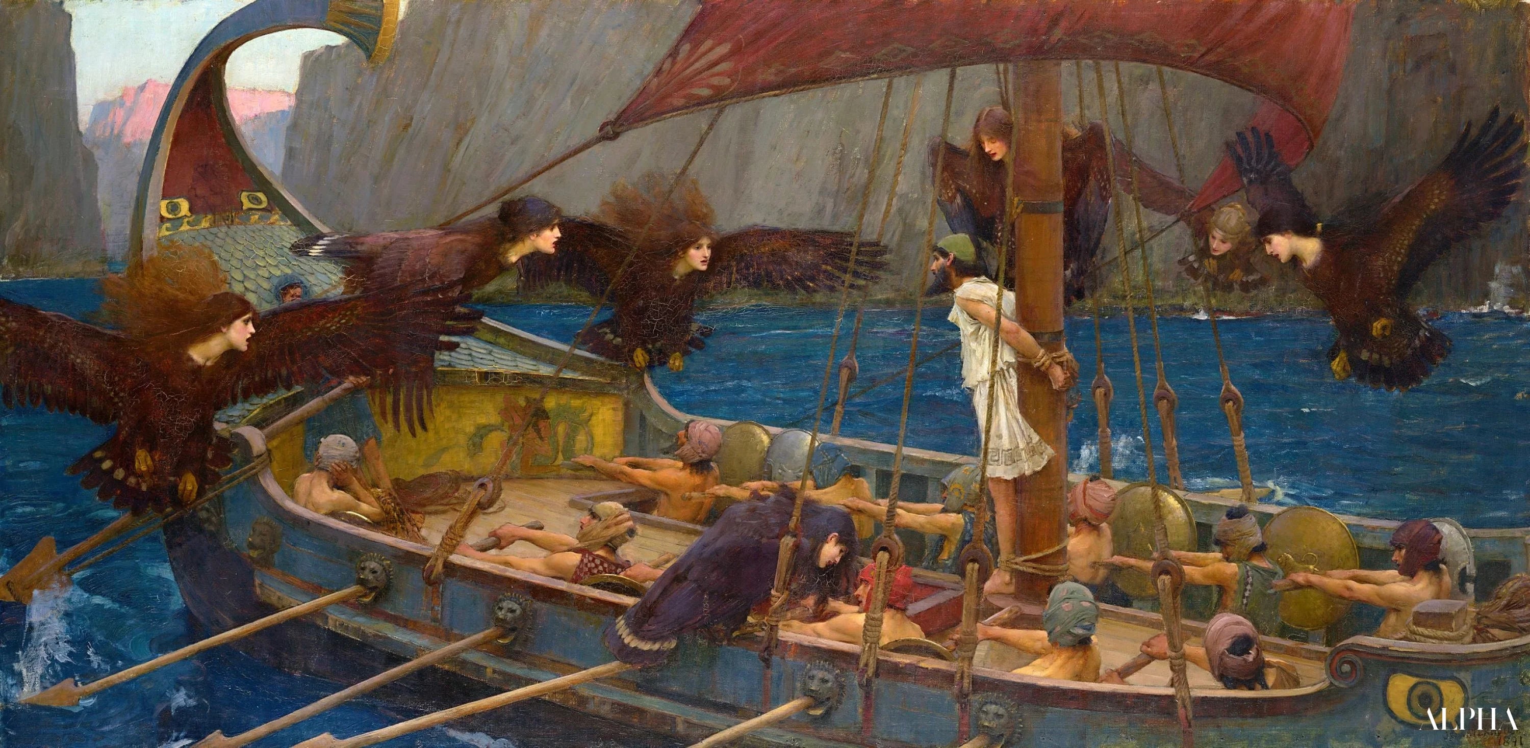 Reproduction du tableau « Ulysse et les sirènes - John William Waterhouse » par Alpha Reproduction en peinture à l’huile