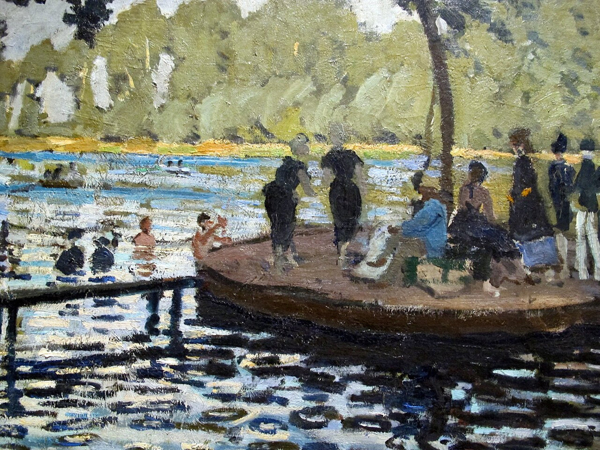 La Grenouillère de Claude Monet, 1869, avec le Camembert et les reflets sur la Seine