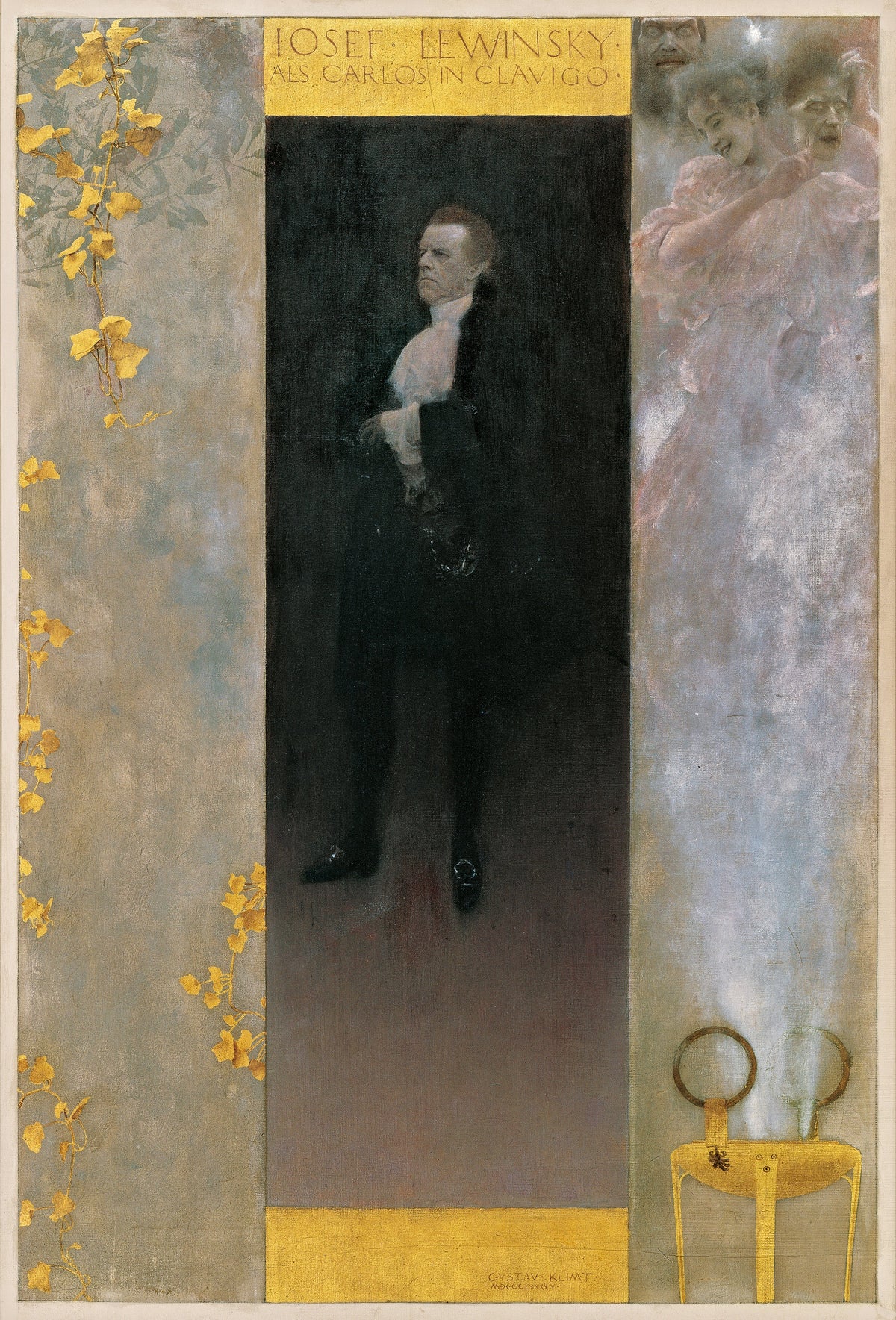 Josef Lewinsky en Carlos dans Clavigo peint par Gustav Klimt en 1895