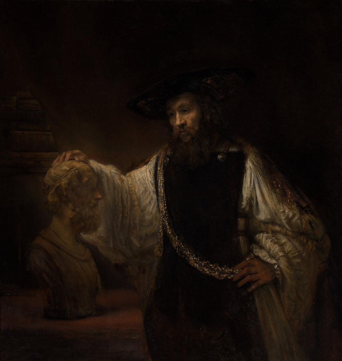 Aristote contemplant le buste d’Homère de Rembrandt, 1653, Metropolitan Museum of Art