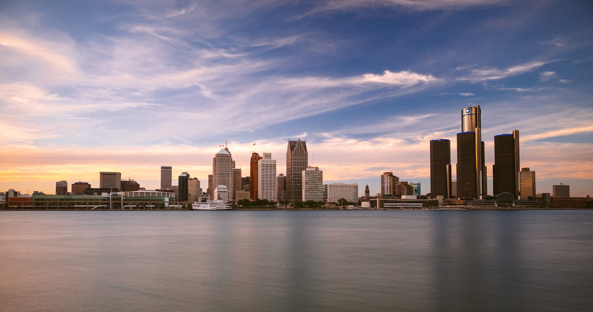 Vue panoramique de Detroit, Michigan, avec son centre-ville et ses gratte-ciel