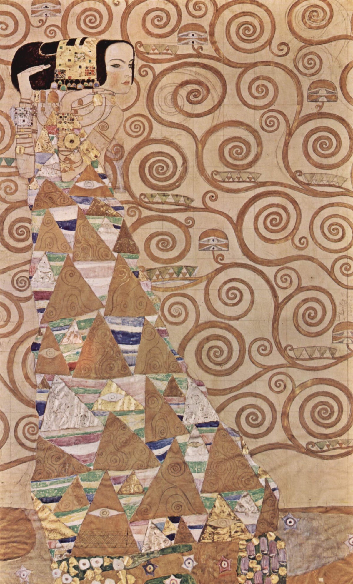 Gustav Klimt, L’Attente, figure égyptisante de la Frise Stoclet