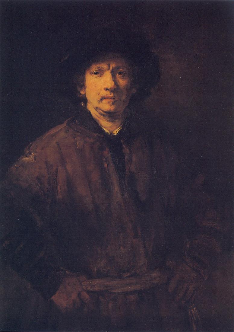 Rembrandt, Grand Autoportrait de 1652, blouse brune et regard frontal, Kunsthistorisches Museum de Vienne