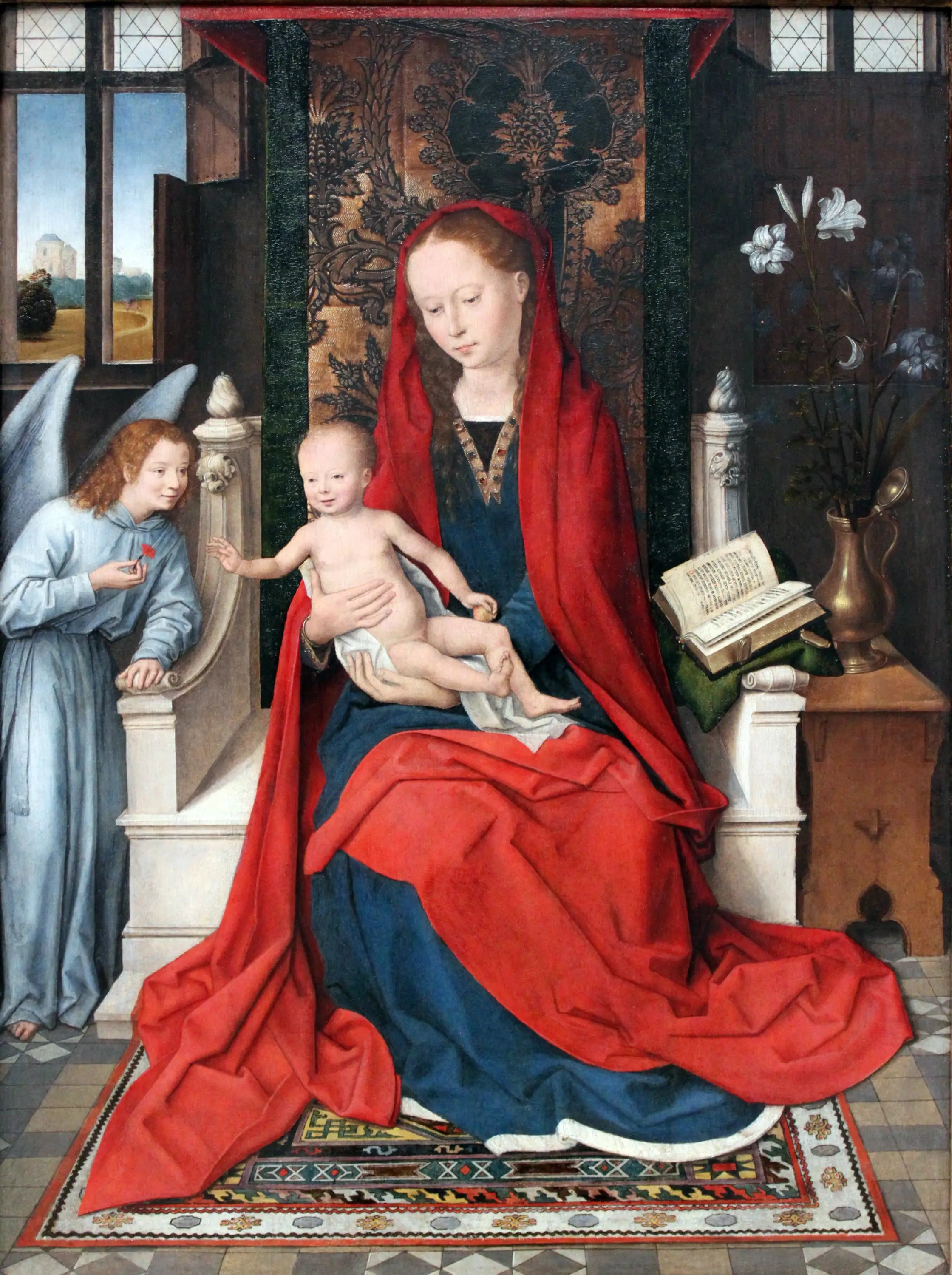 Vierge à l’Enfant en trône avec un ange - Hans Memling - Alpha Reproduction