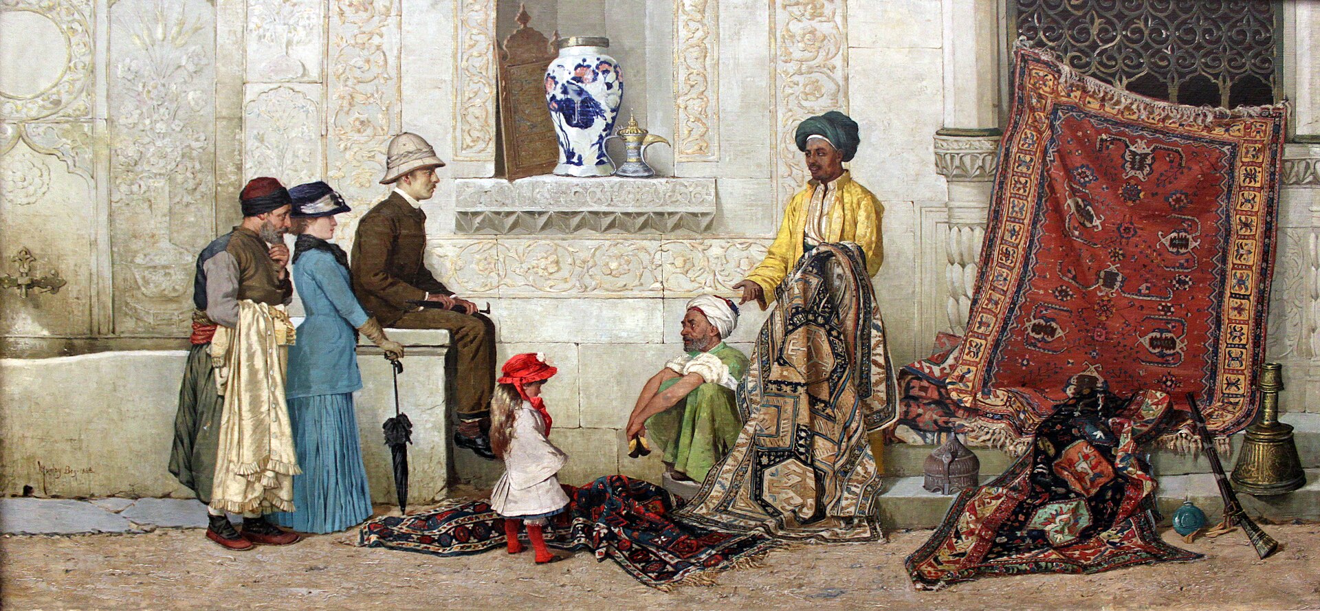 Marchand de tapis dans une rue d’Istanbul — Osman Hamdi Bey, 1888, huile sur toile