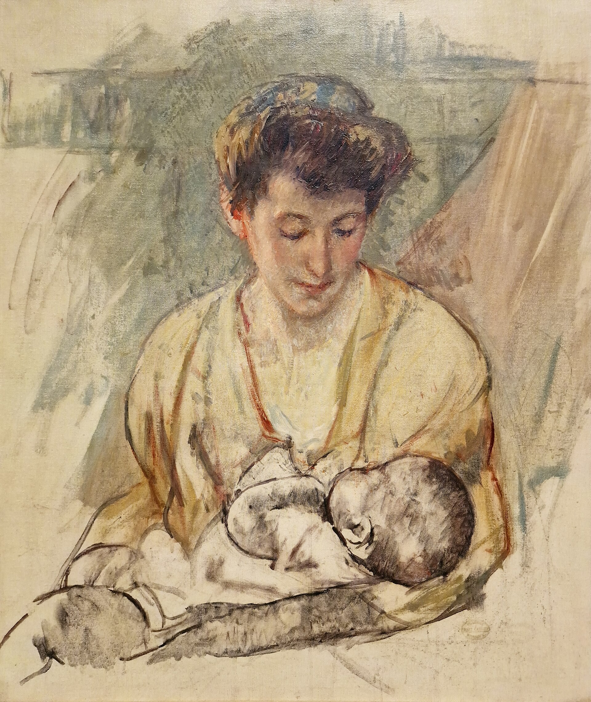Mère Rose regardant son bébé endormi, Mary Cassatt, 1908, huile sur toile