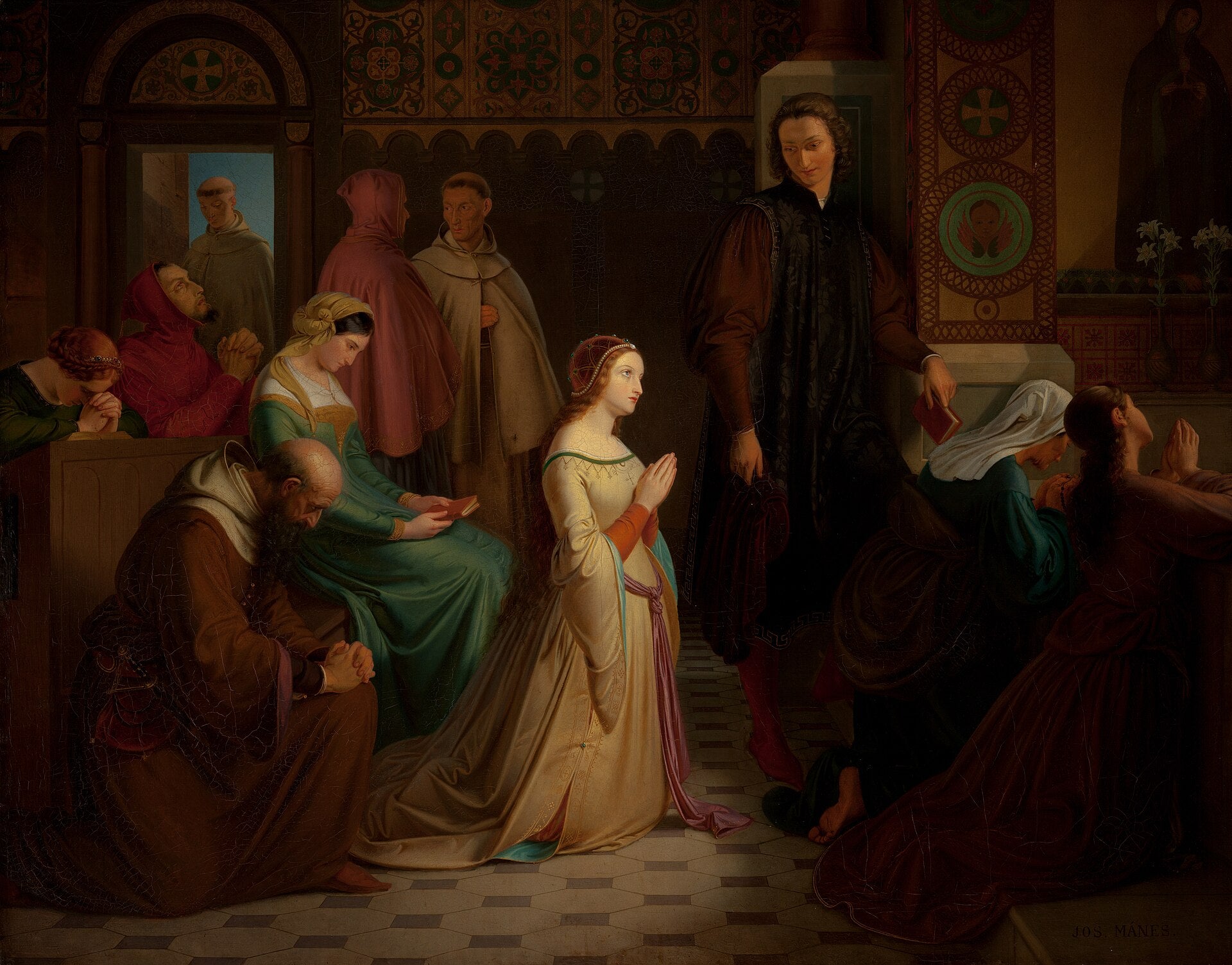 Pétrarque rencontre Laure à Avignon, Josef Mánes, 1845