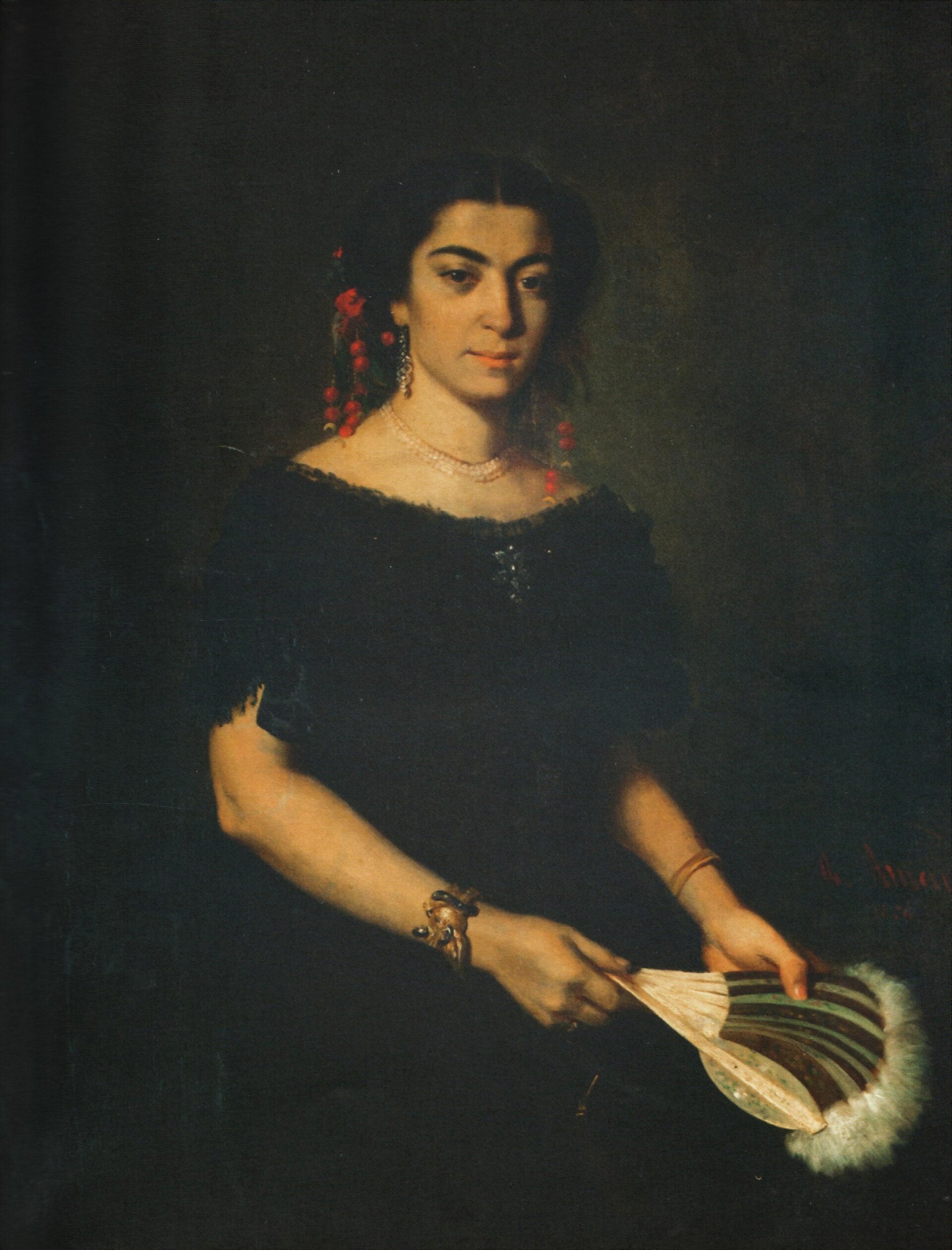 Portrait à l’éventail, Theodor Aman, 1856, peinture à l’huile