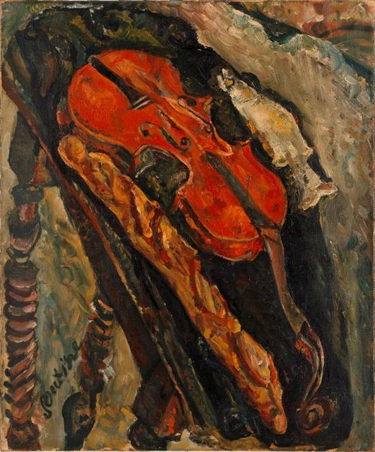 Still Life with Violin, Bread, and Fish (1922) - Chaim Soutine