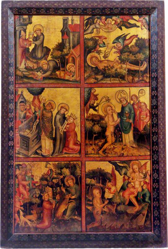 3 scènes de la vie de saint Gilles ; 3 scènes de la vie de sainte Marie-Madeleine (triptyque volet droit extérieur)