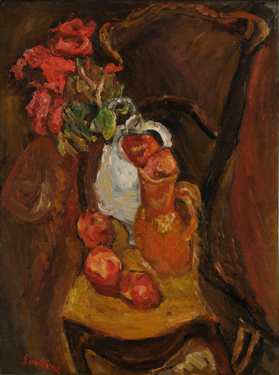 Pommes, pot, chaise et bouquet (1916) - Chaim Soutine
