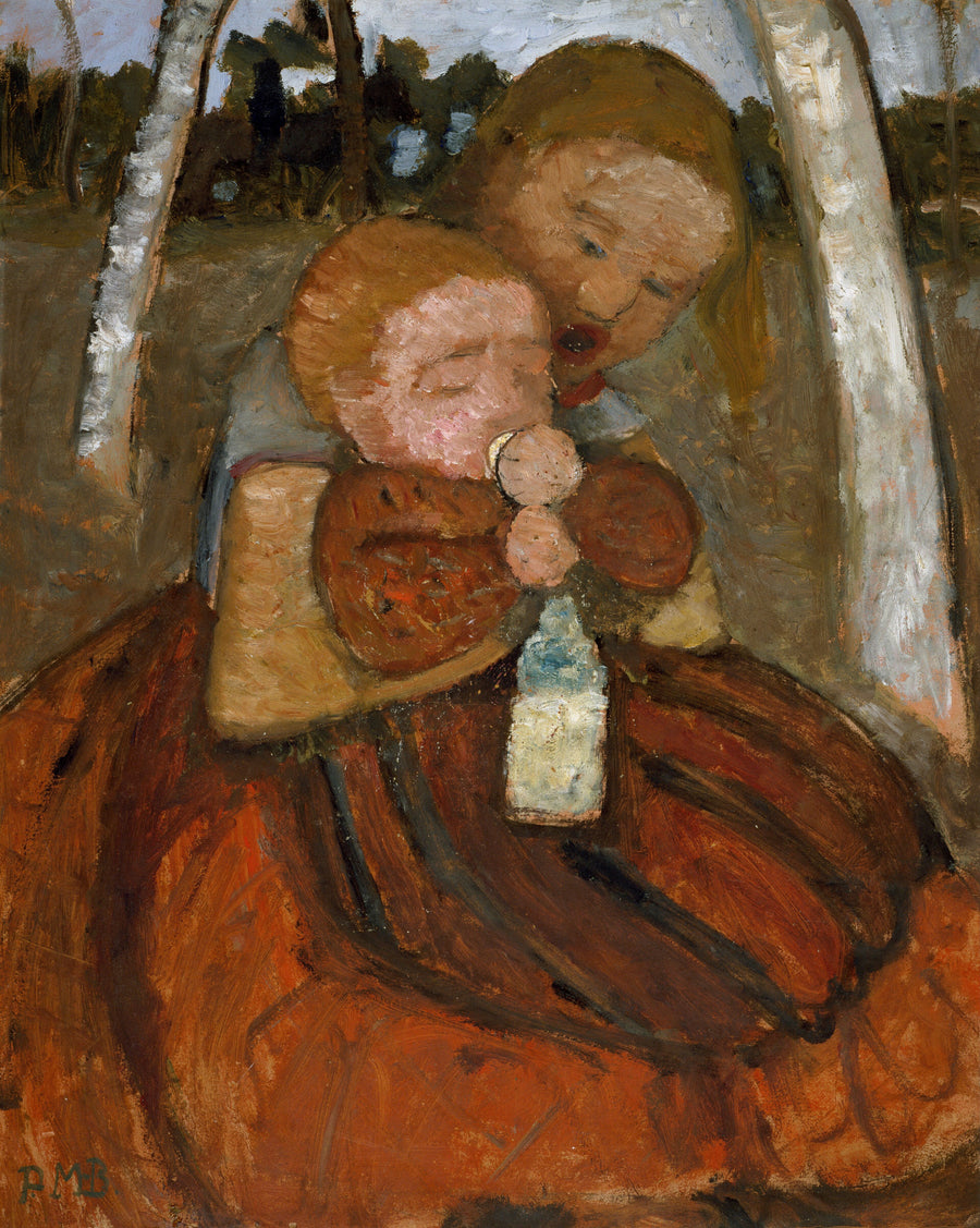 Girl with a Baby Among Birch Trees - Paula Modersohn-Becker