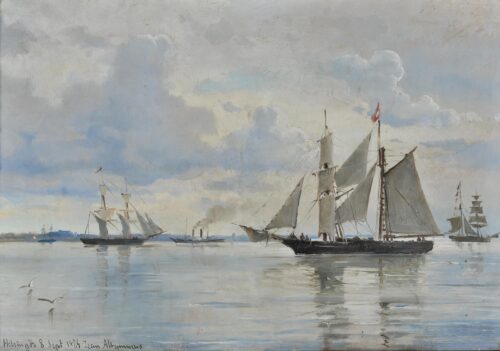 Le Port d’Helsingør, Ioannis Altamouras, 1874, Oil on canvas