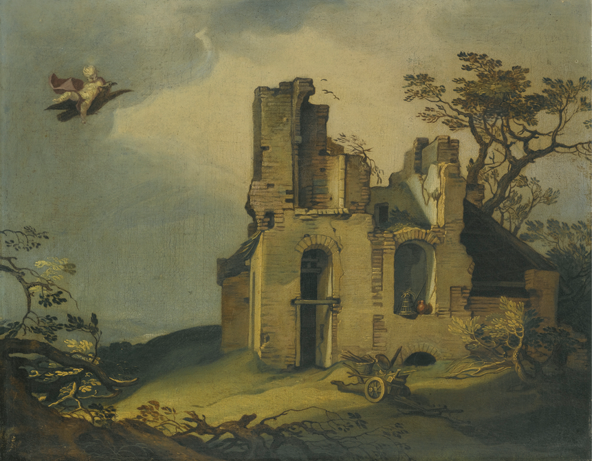Un paysage de ruines, avec le viol de Ganymède - Abraham Bloemaert