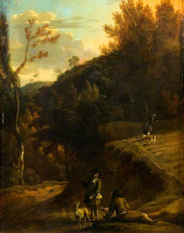 Paysage avec des sportifs tirant - Adriaen van de Velde
