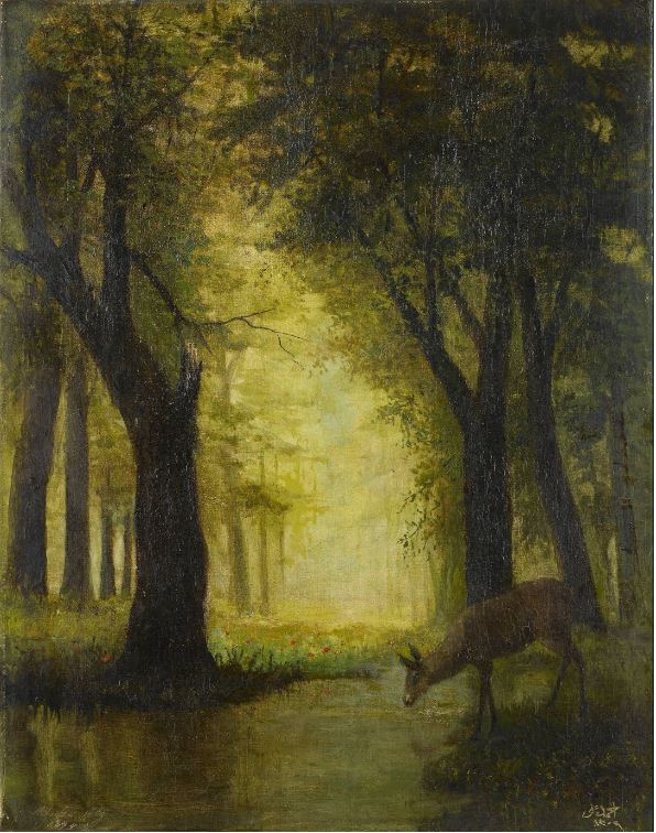 Chevreuil dans la forêt — Şeker Ahmed Paşa, vers 1890, huile sur toile