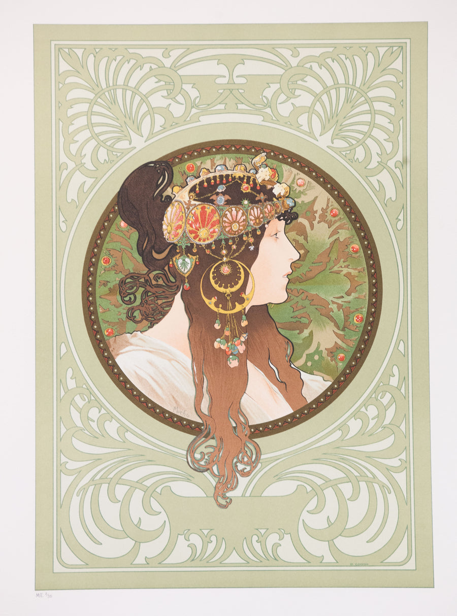 Tête byzantine : la Brune - Alphonse Mucha