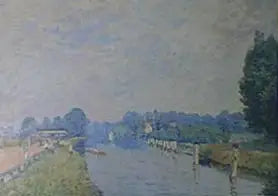 Reproduction du tableau « Bords de Rivière (La Tamise à Hampton Court, premiers jours d'octobre) - Alfred Sisley » par Alpha Reproduction en peinture à l’huile