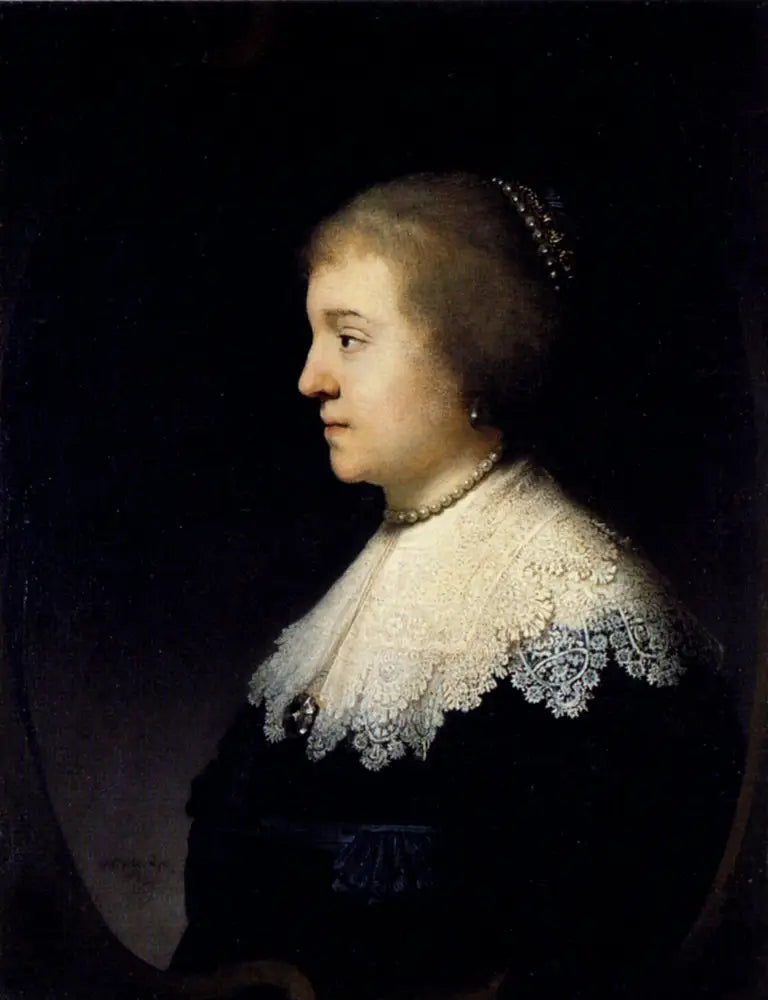 Reproduction du tableau « Portrait de la princesse Amalia van Solms - Rembrandt » par Alpha Reproduction en peinture à l’huile
