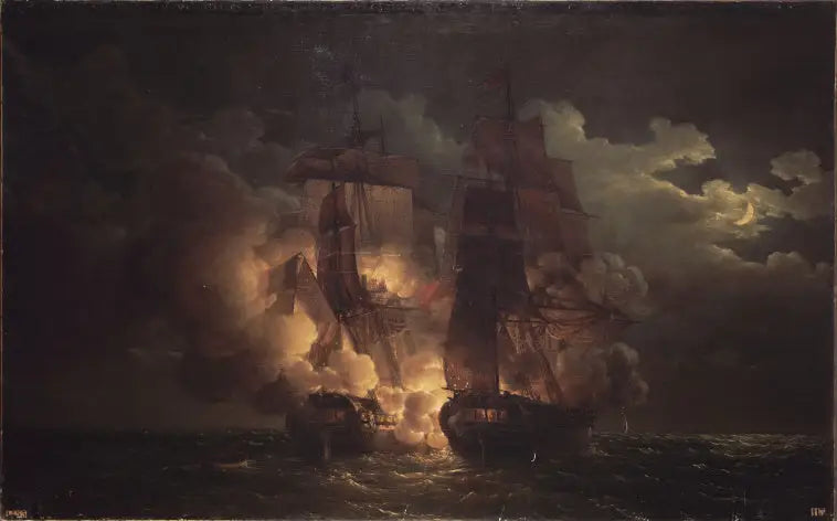 معركة بحرية في رؤية جزر لو، 7 فبراير 1813 - لويس-فليب كريبين
