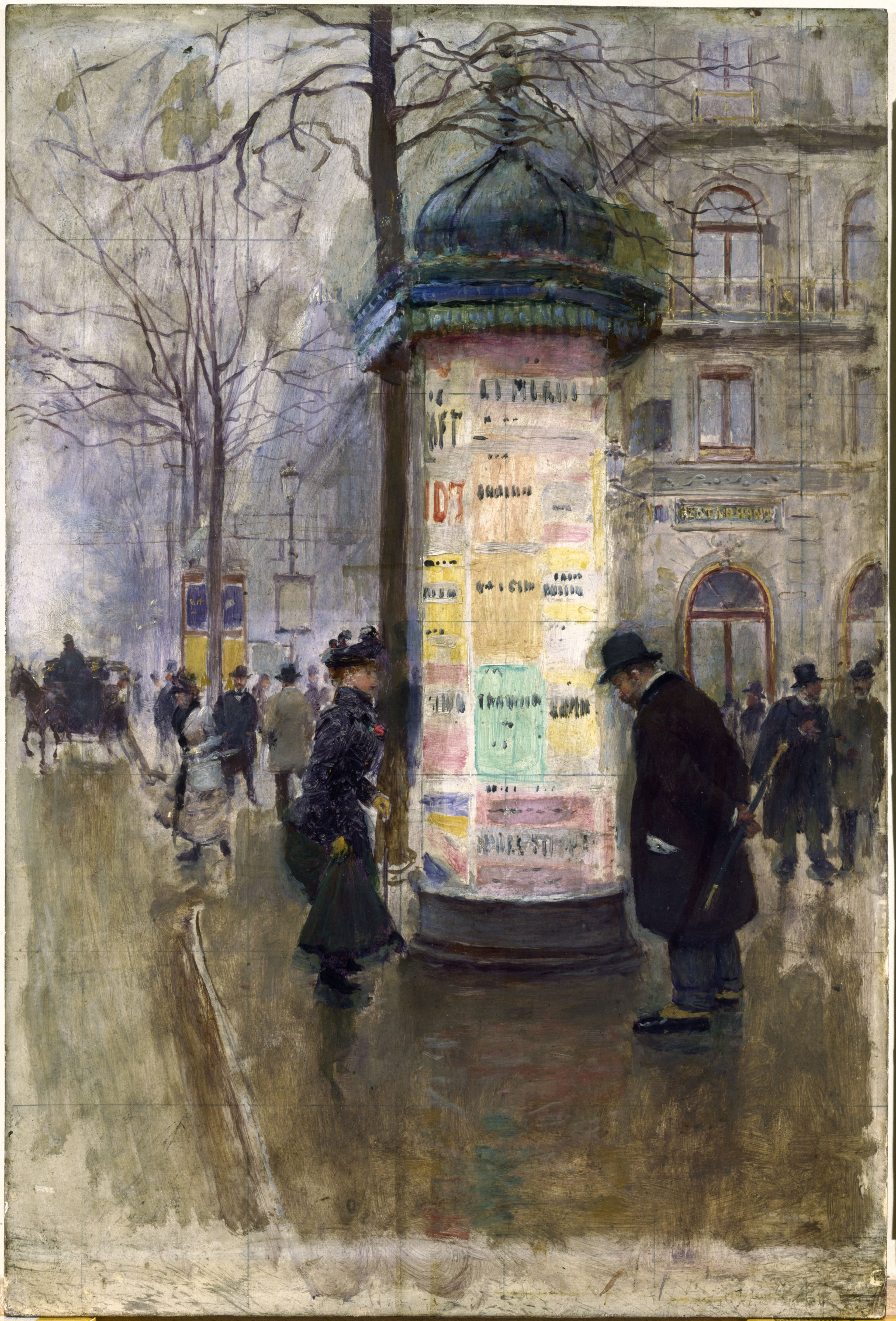 La colonne Morris - Jean Béraud