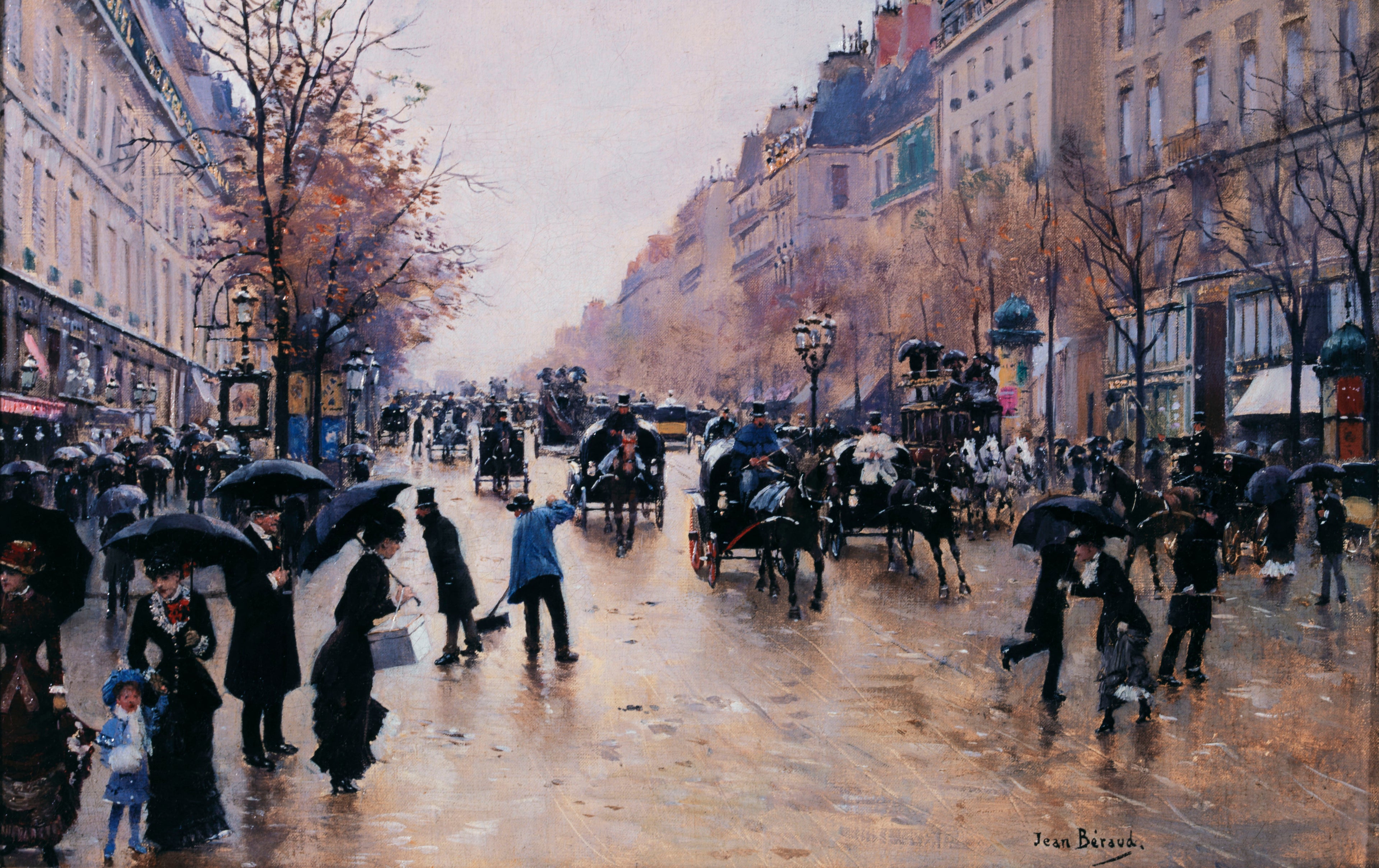 Le boulevard Poissonnière sous la pluie - Jean Béraud