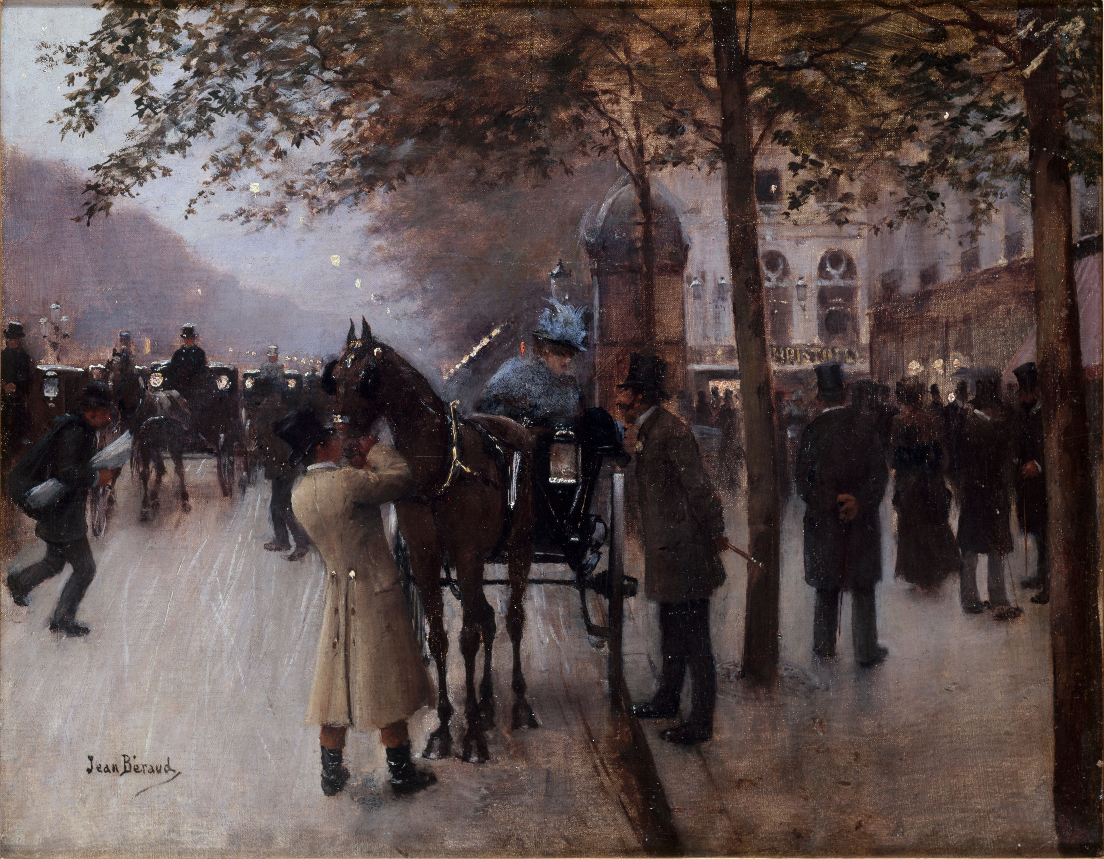 Le boulevard des Capucines, le soir, devant le Café Napolitain - Jean Béraud