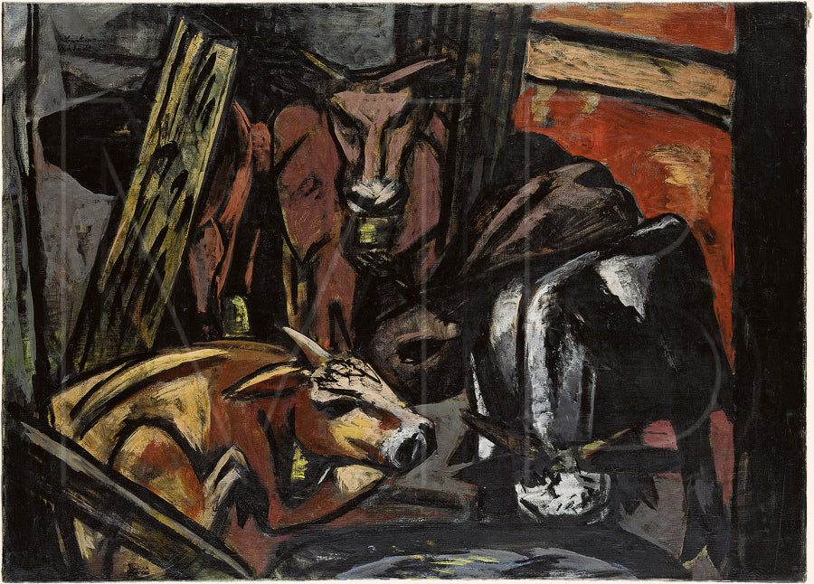 Cow Stall / Cattle in Pen / Cattle in a Barn / Cattle in Stable (1933) - Max Beckmann