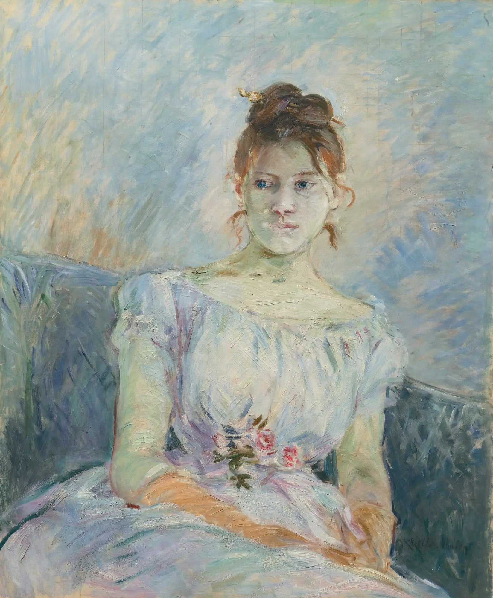 Reproduction du tableau « Paule Gobillard en robe de bal - Berthe Morisot » par Alpha Reproduction en peinture à l’huile